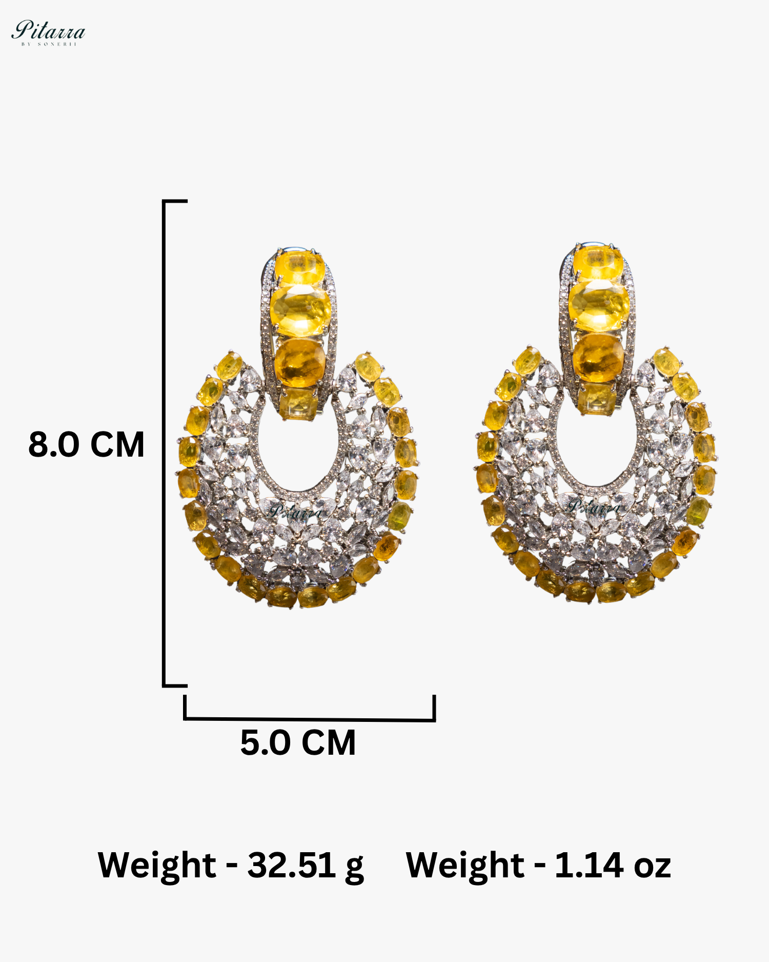 Yellow Stone Yellow Layer Cubic Zirconia Dangler Earrings