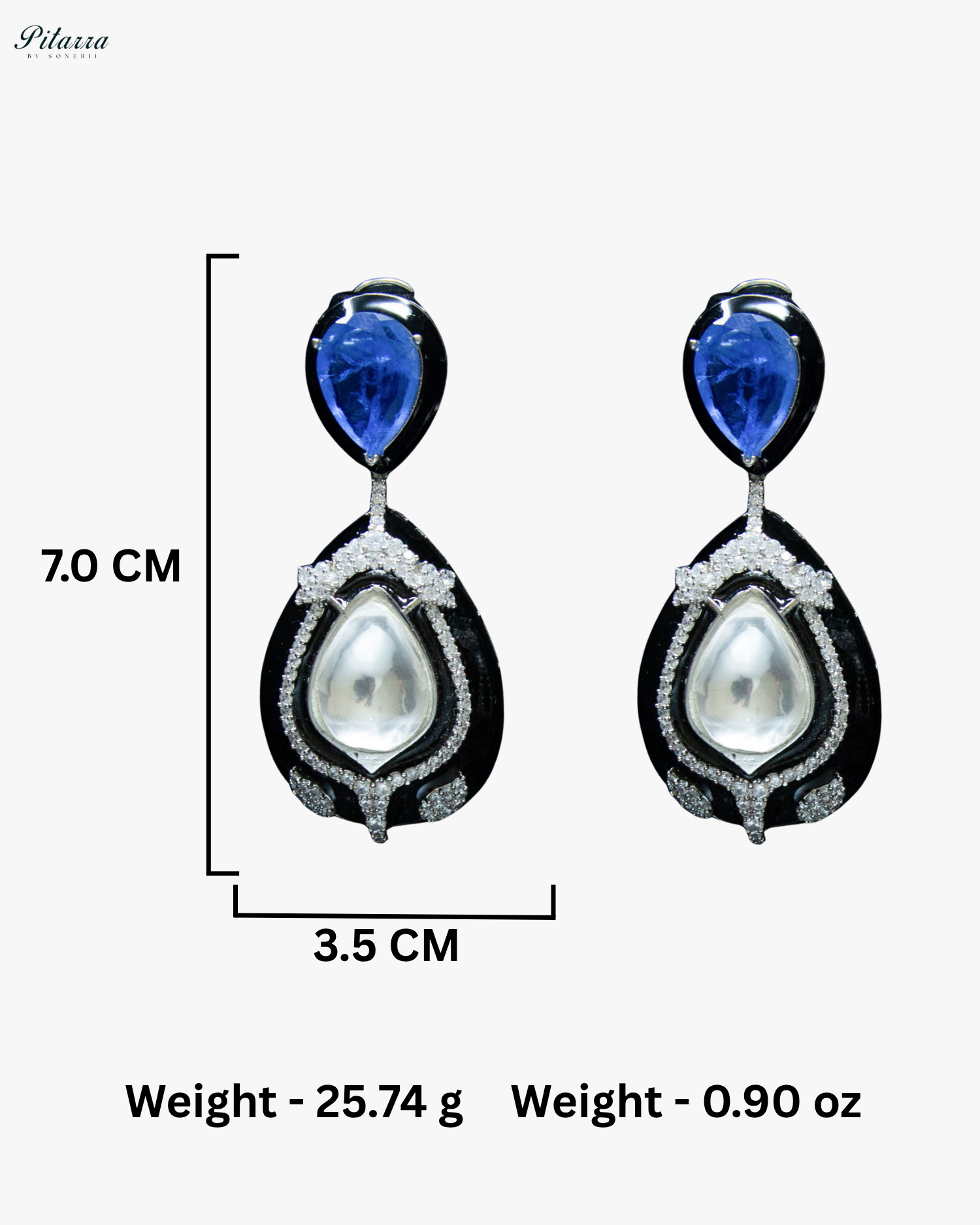Blue Stone Crystal Drop Dangler Earrings