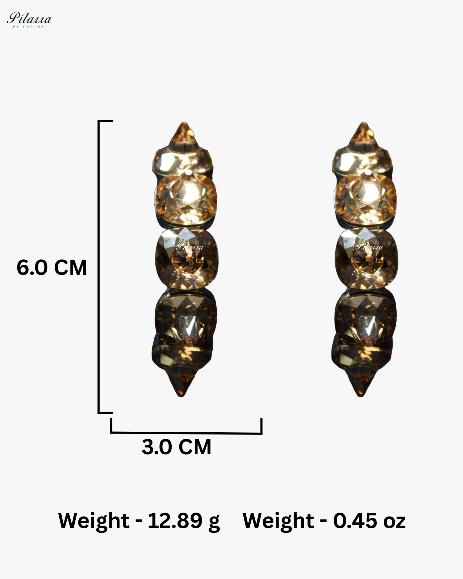 Gold Stone Pyramid Cut Crystal Hoop Earrings