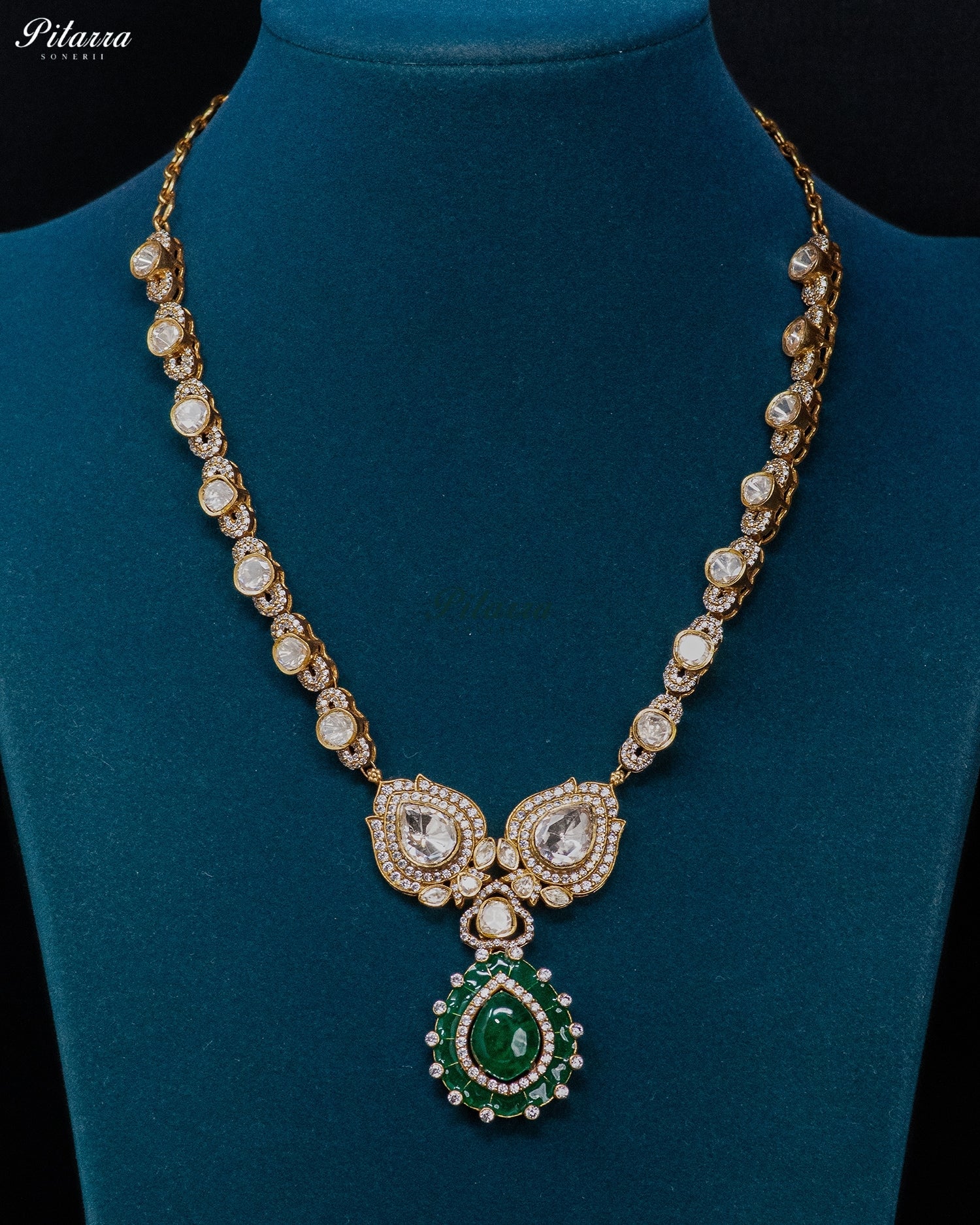 Emerald Elegance Drop Necklace Set