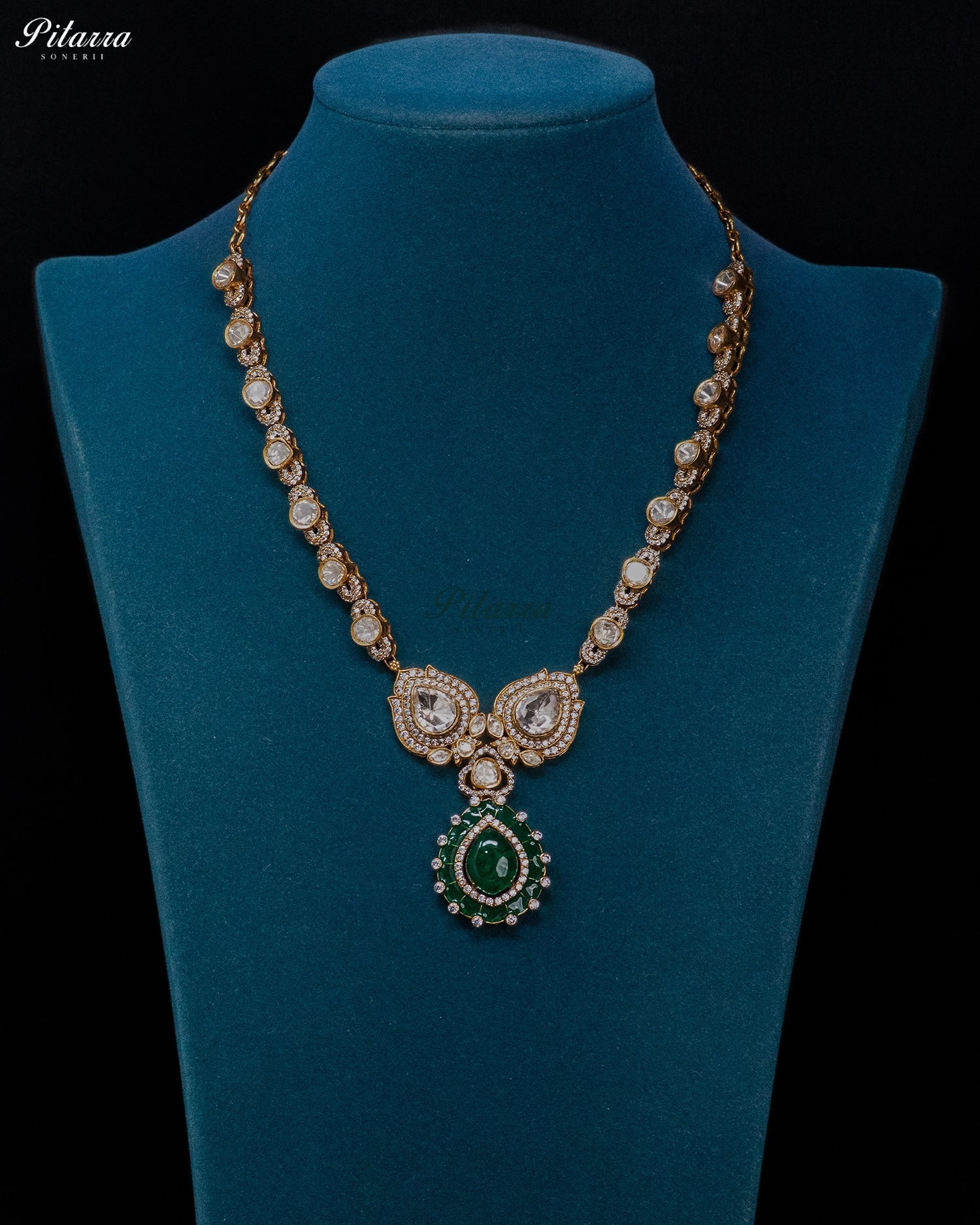 Emerald Elegance Drop Necklace Set