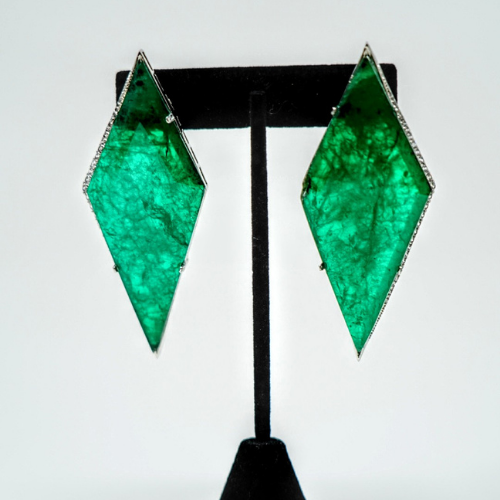 Green Kite Shaped Doublet Earrings