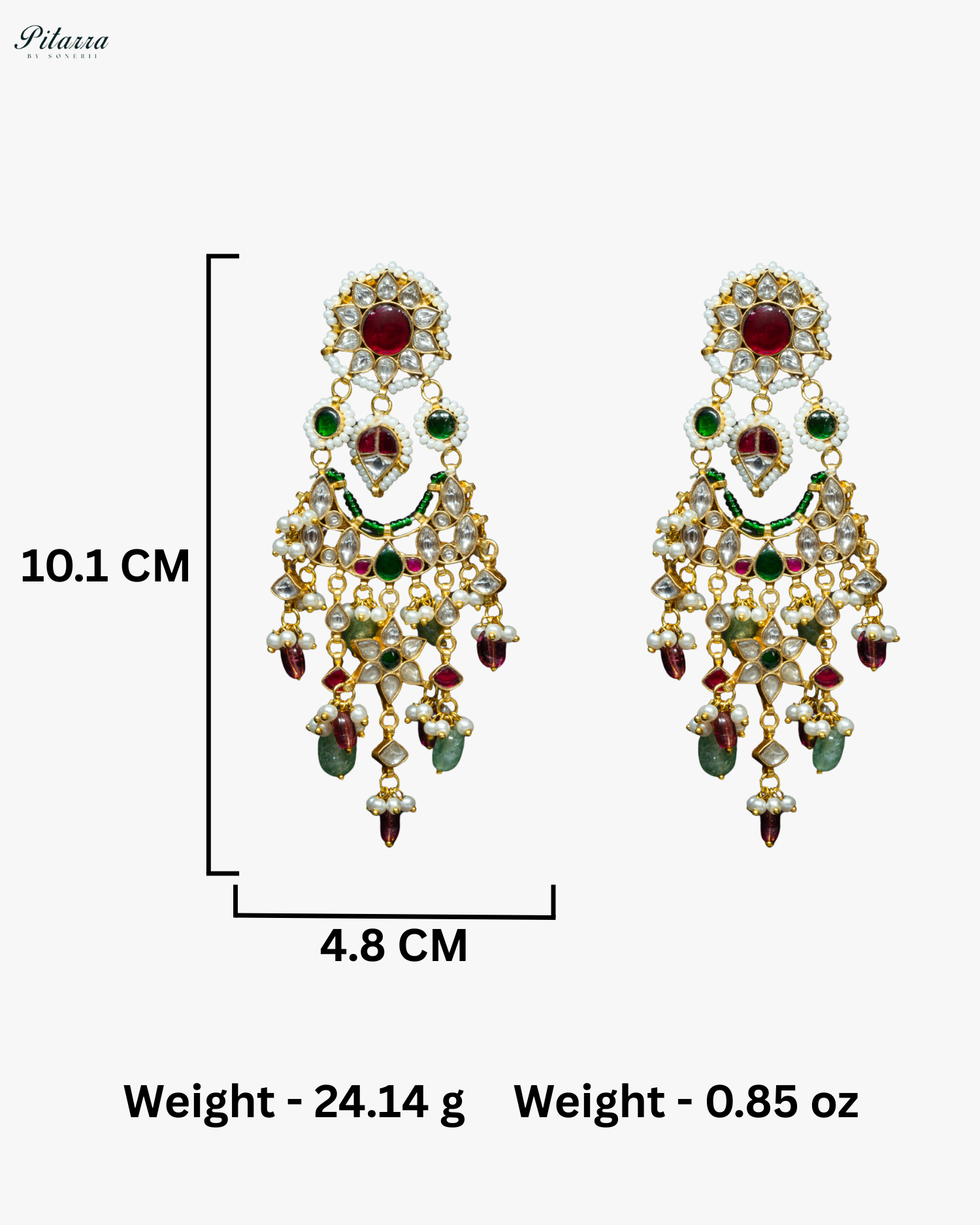 Classic Red and White Kundan Chandbali Earrings