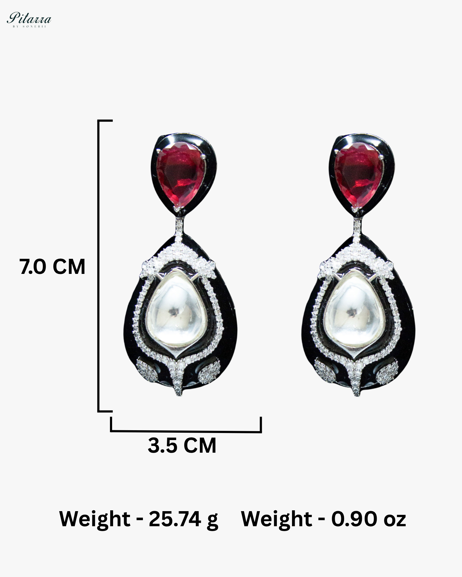 Ruby Red Stone Crystal Drop Dangler Earrings