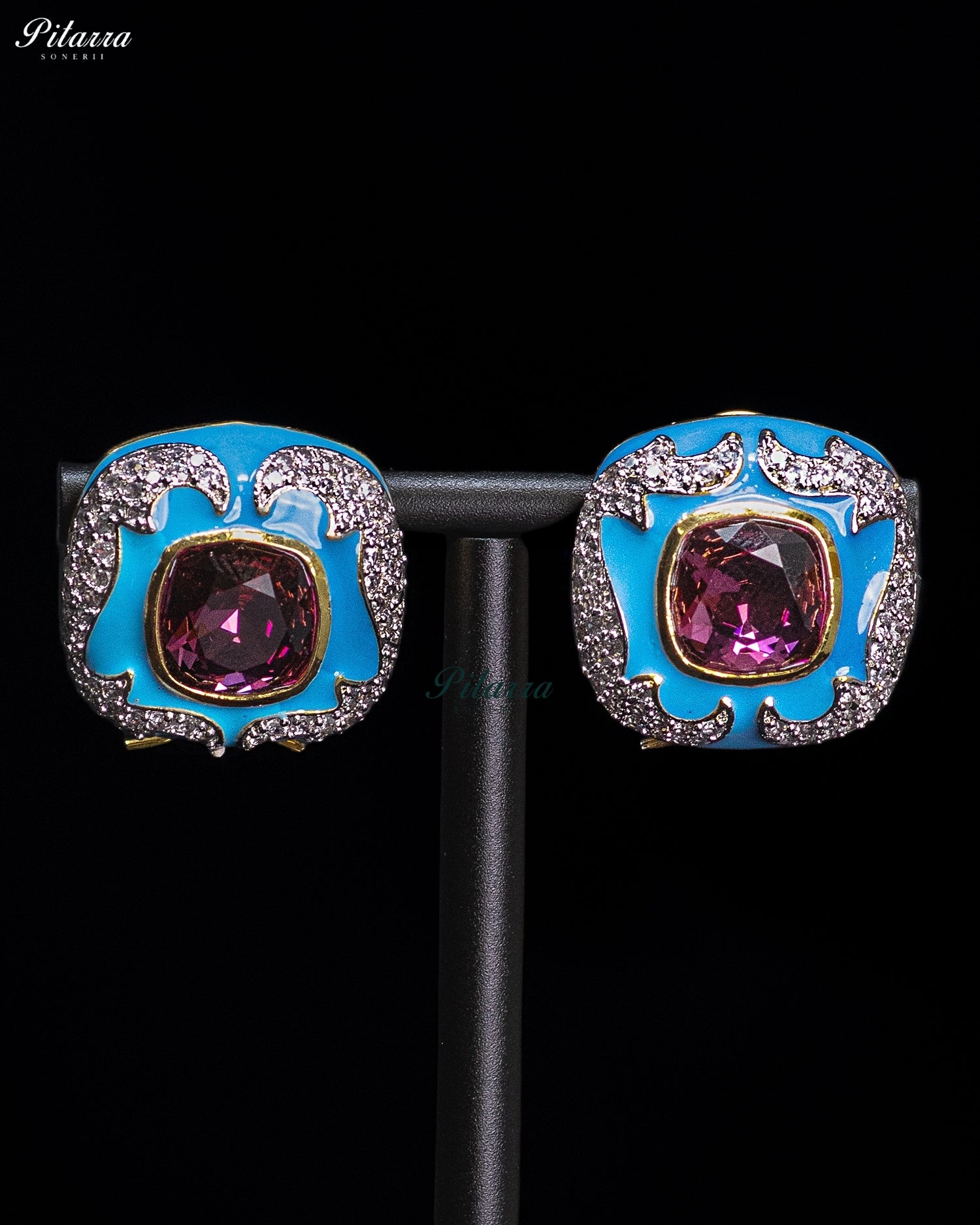 Sky Garnet Crystal Statement Earrings