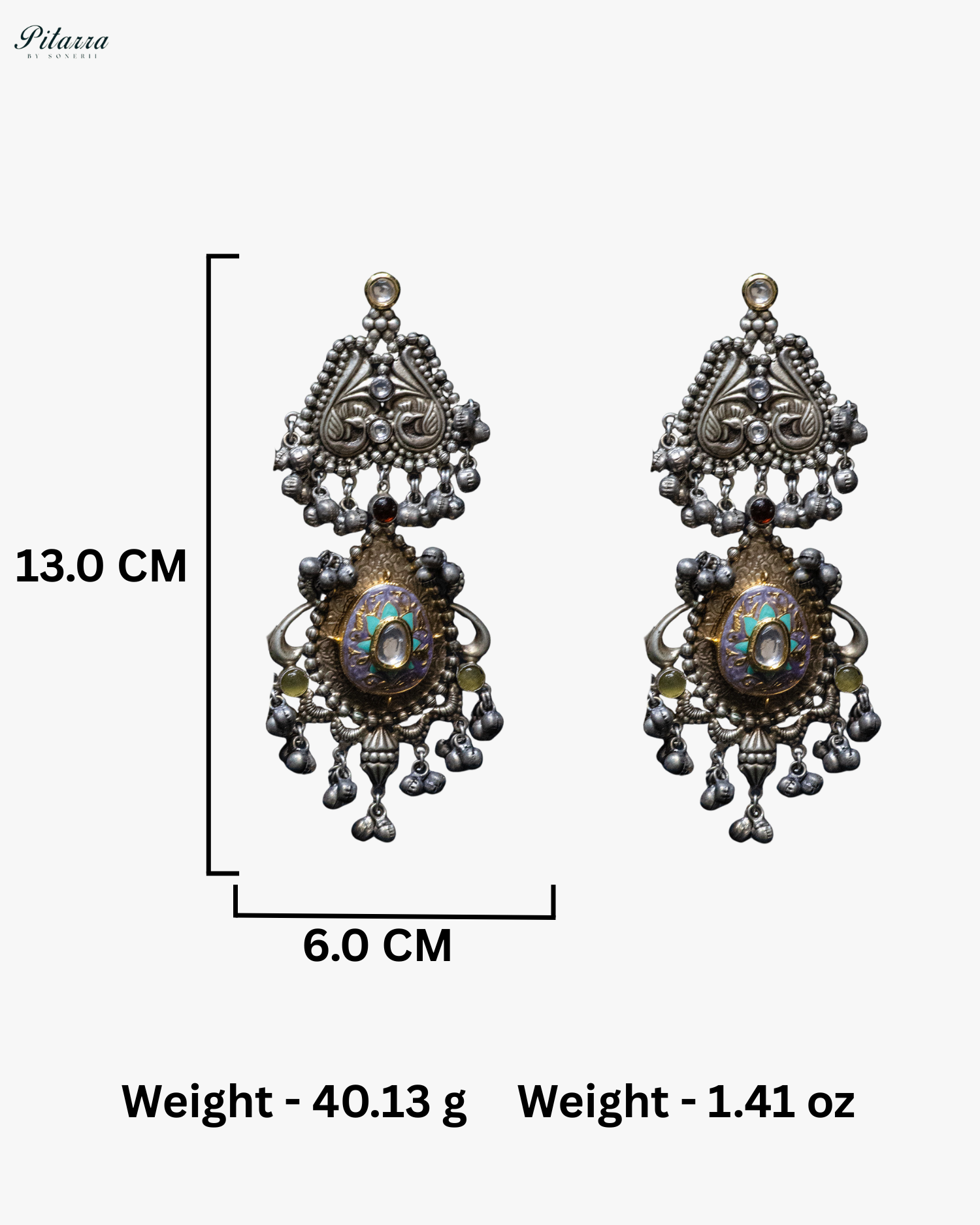 Peacock Design Purple Antique Drop Silver Look Alike Dangle Earrings