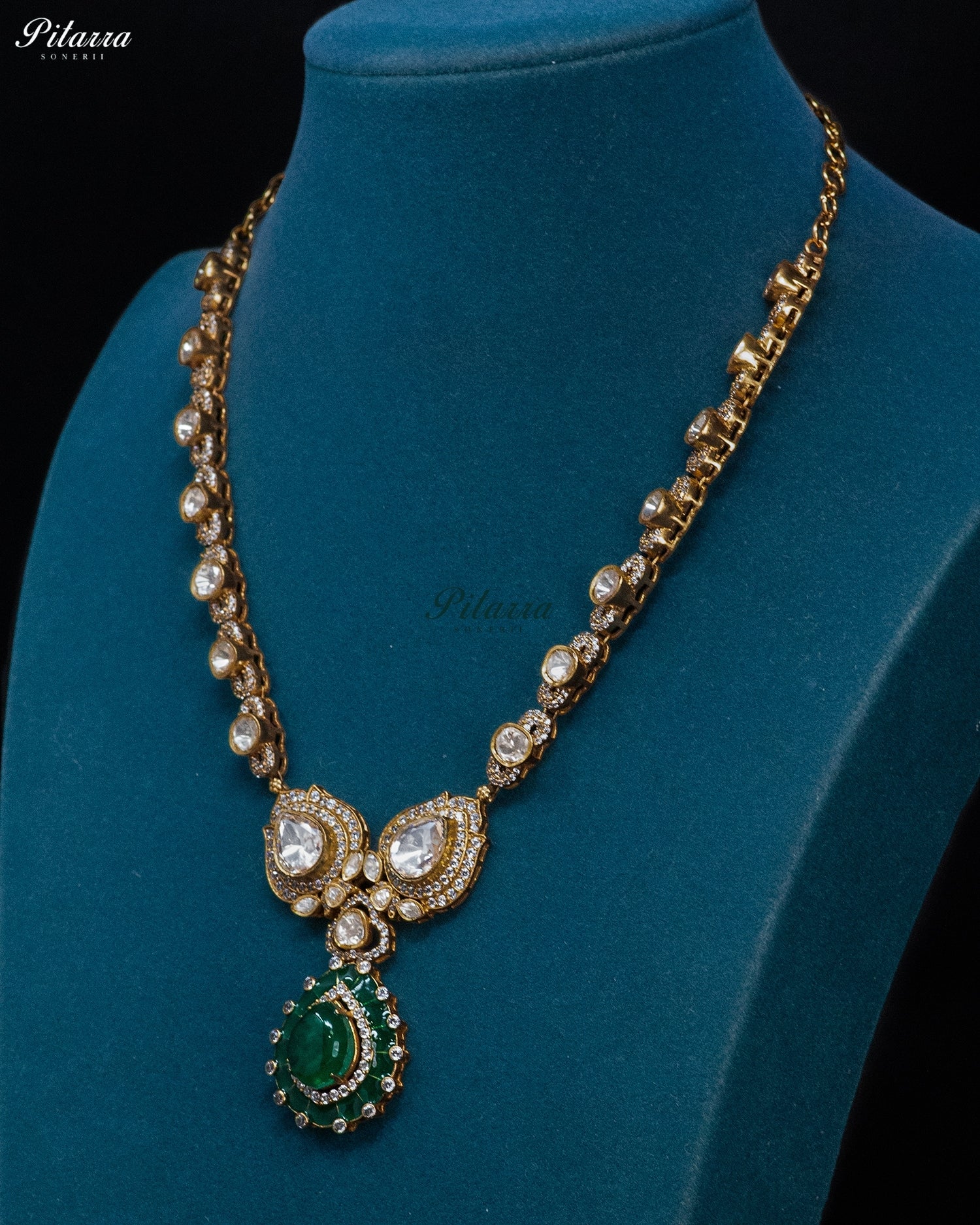 Emerald Elegance Drop Necklace Set