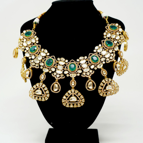 Green Stones Golden Kundan Necklace