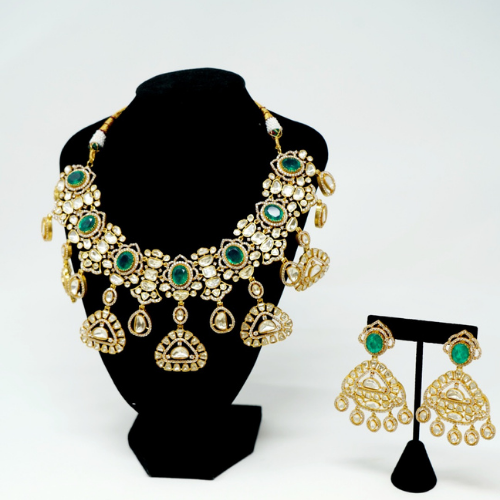 Green Stones Golden Kundan Necklace