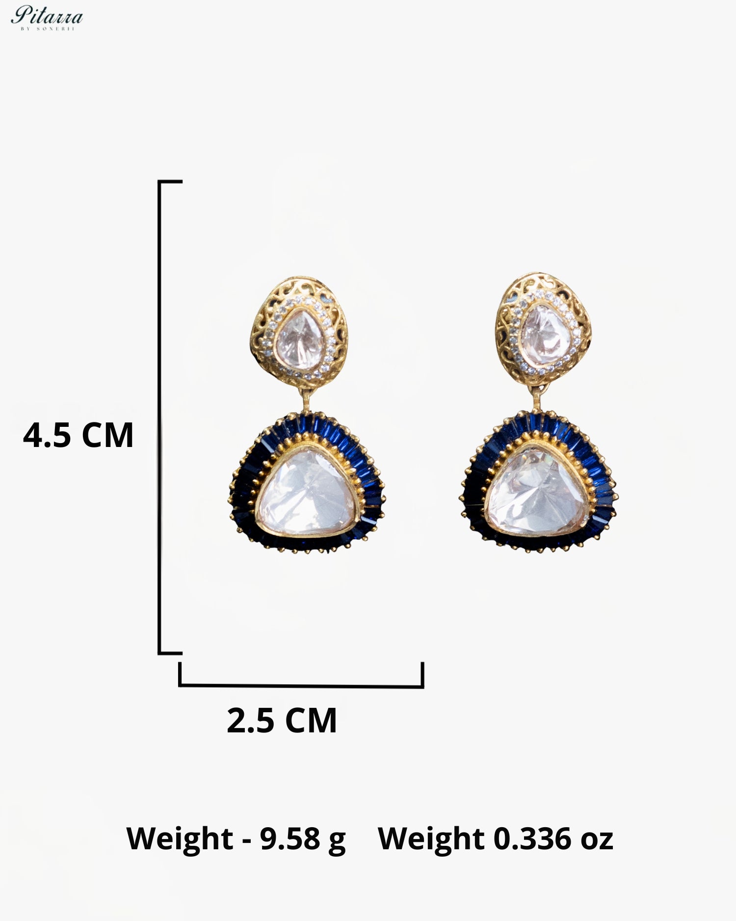 Blue Teardrop Kundan Necklace Set