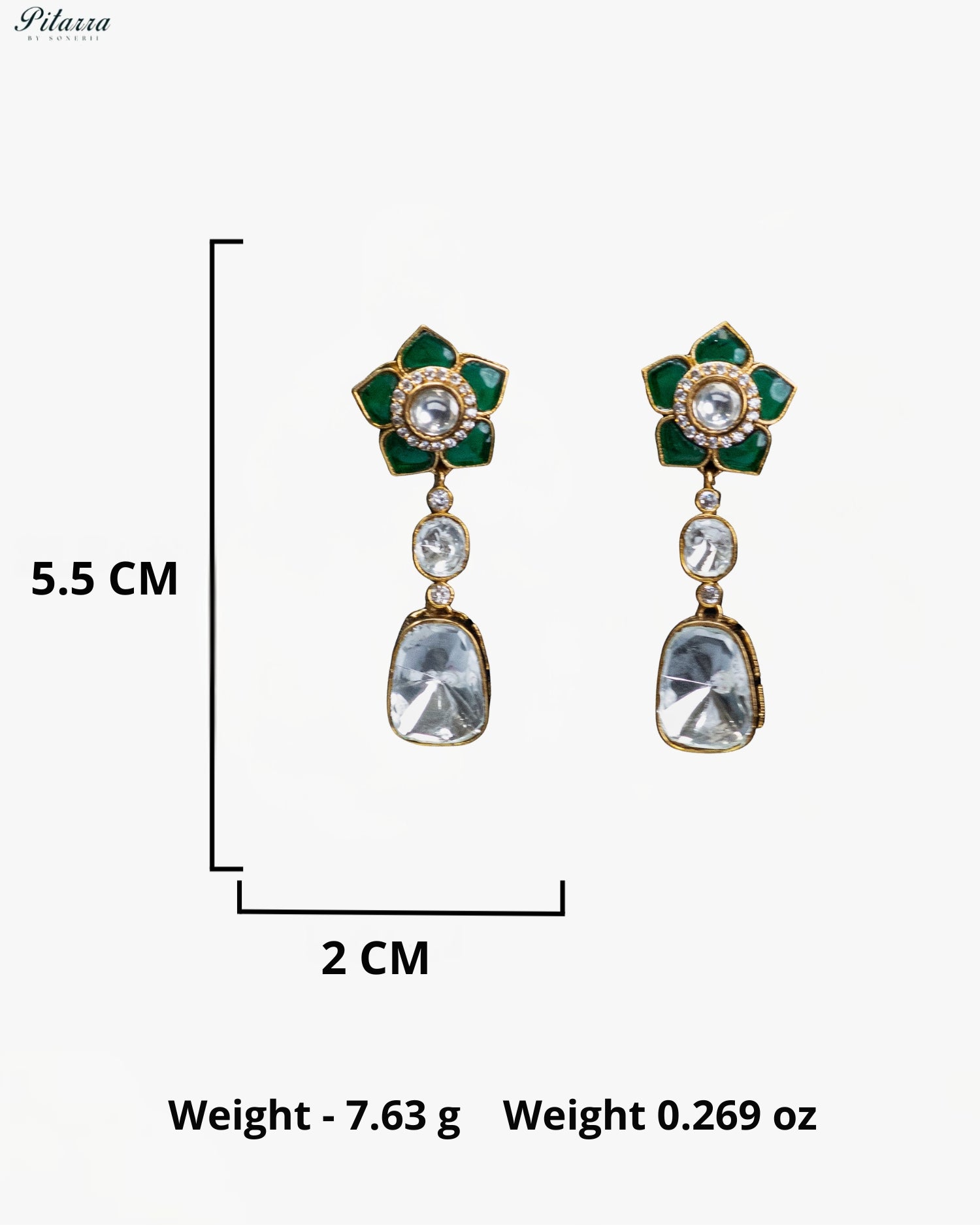 Emerald Pink Stone Drop Necklace Set