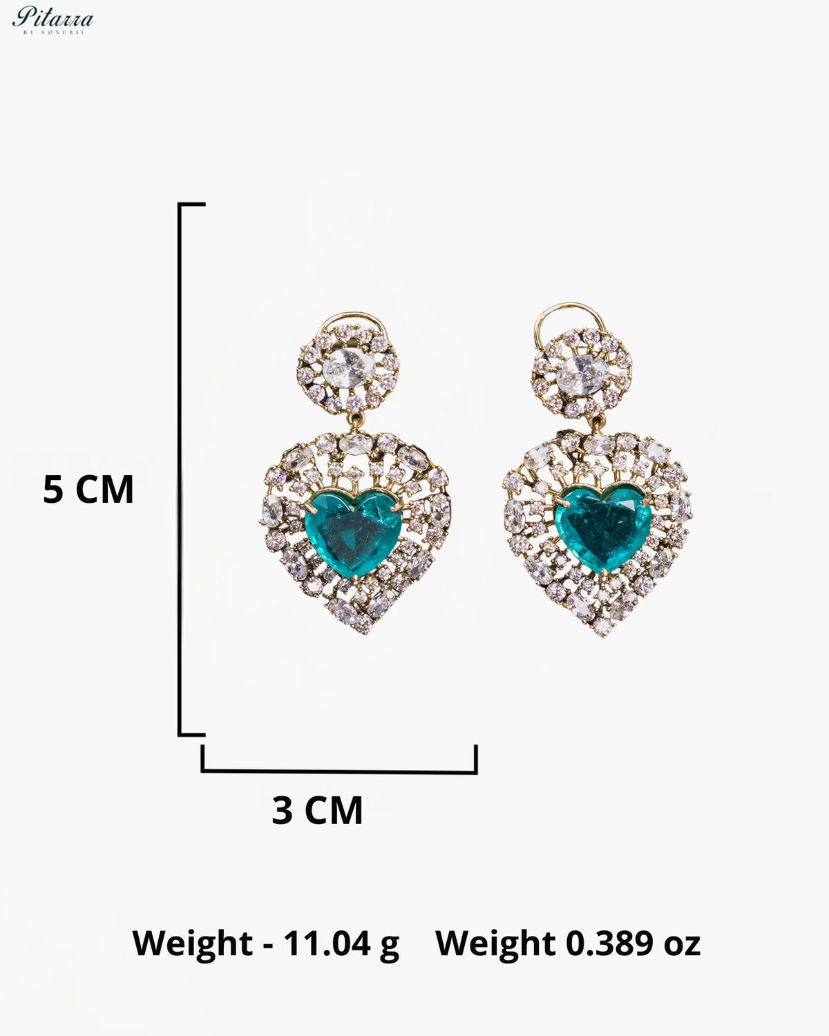 Aqua Blue Heart Kundan Long Necklace Set