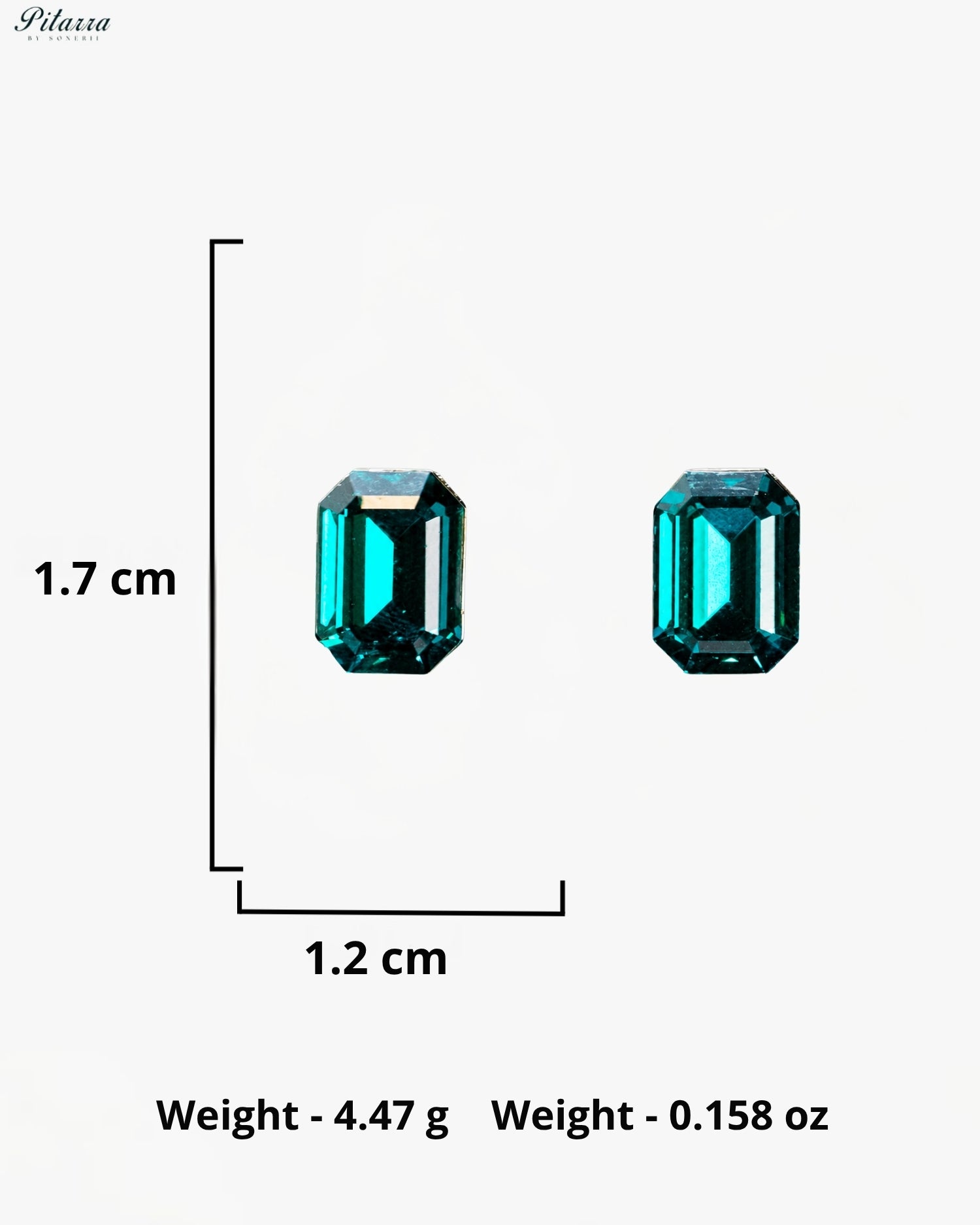 Deep Teal Emerald-Cut Crystal Statement Earrings