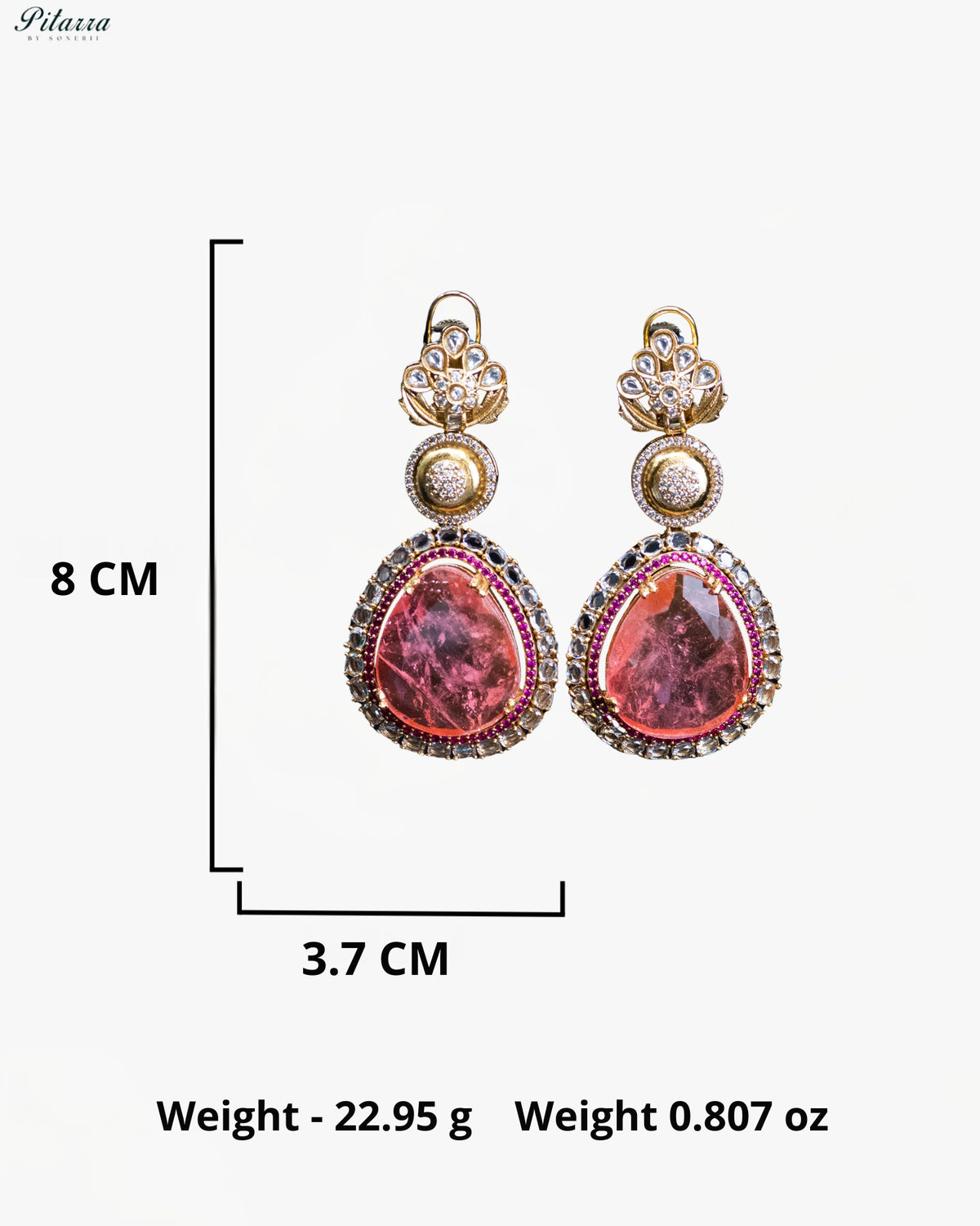 Pink Teardrop Floral Kundan Necklace Set