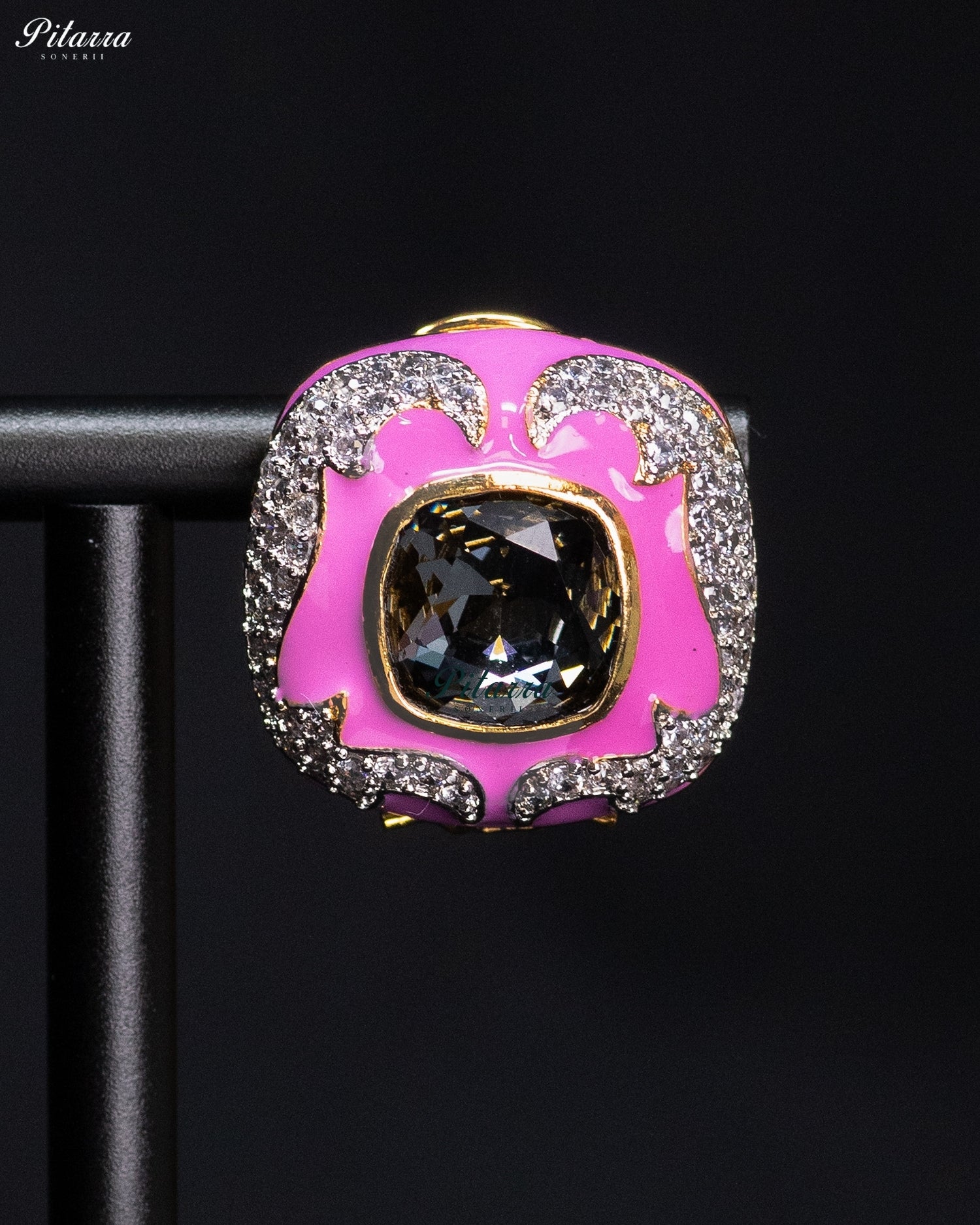 Pink Onyx Crystal Statement Earrings