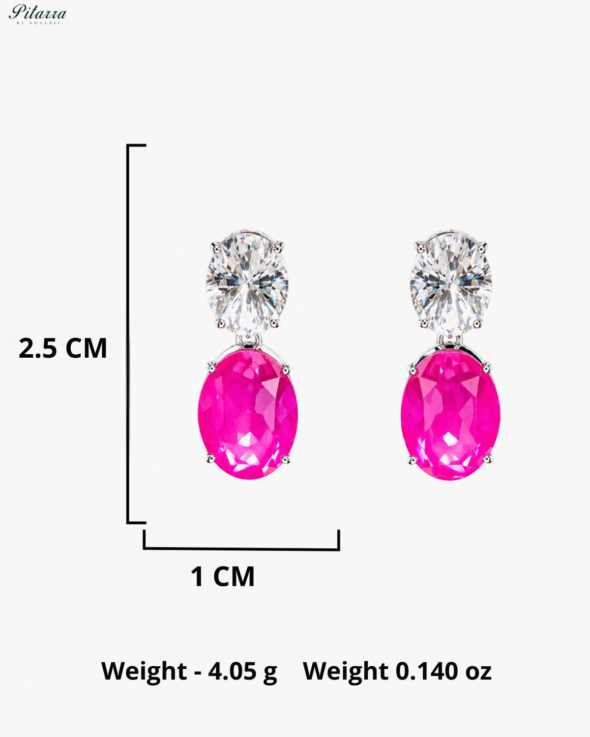 Pink and White Crystal Oval Drop Earrings