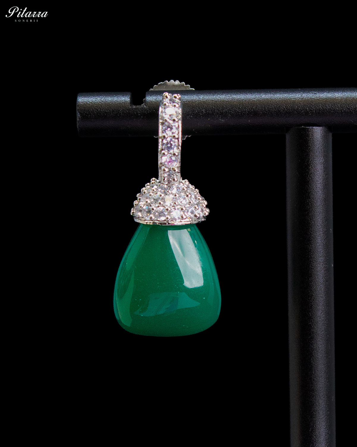 Dark Green Crystal Beaded Necklace Set with Earrings