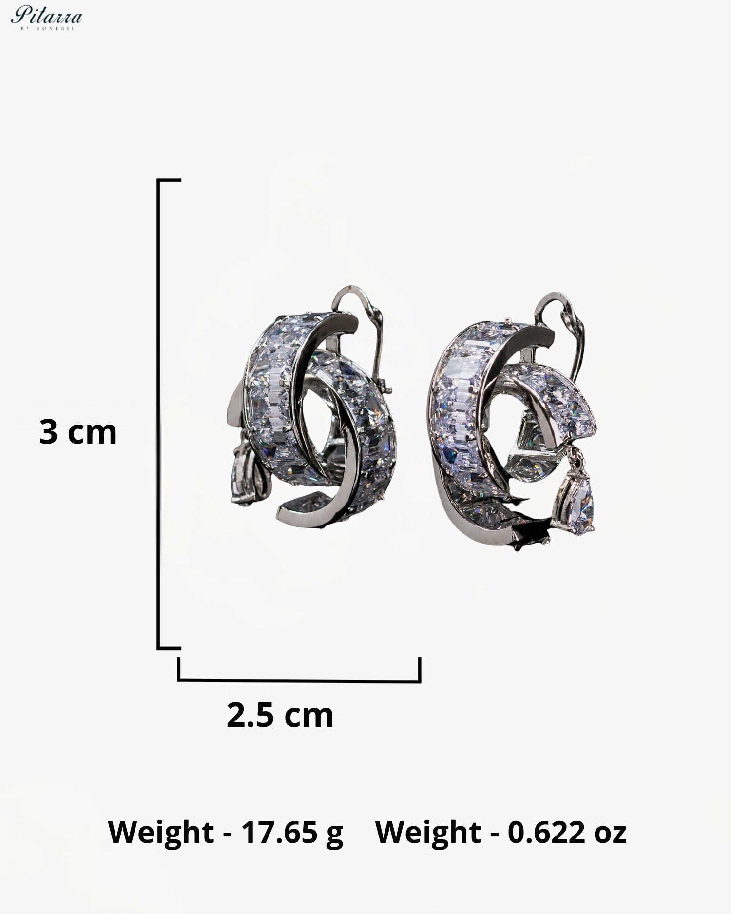 Crystal Pave Round Hoop Earrings with Pear Drop