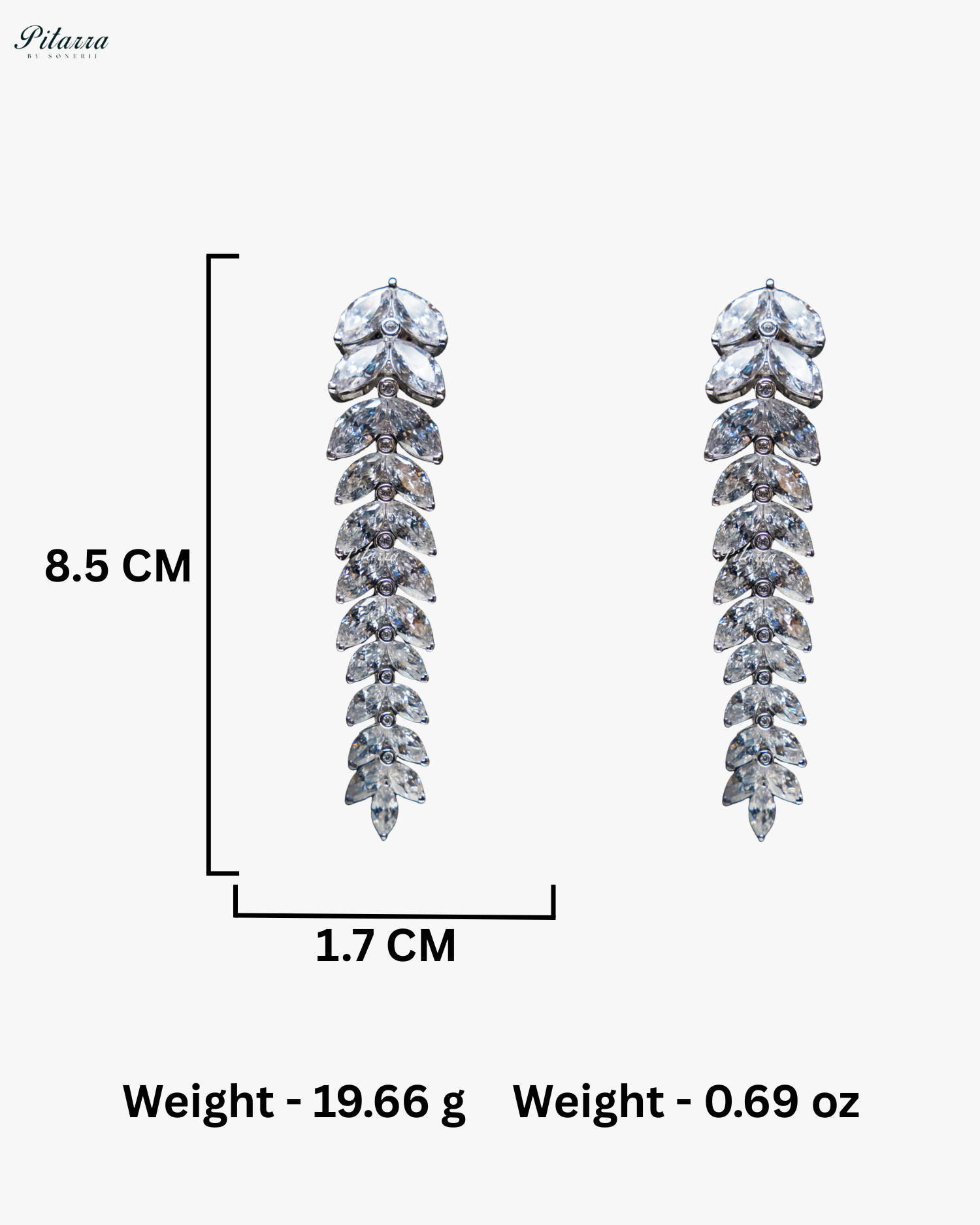 White Crystal Leaf Pattern 92.5 Silver Drop Earrings