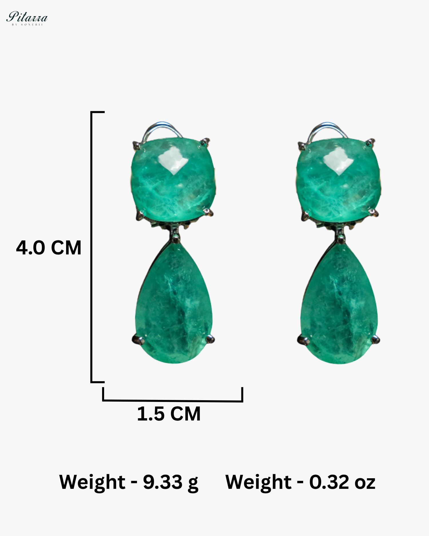 Pitarra Rhodium Green Crystal Necklace Set