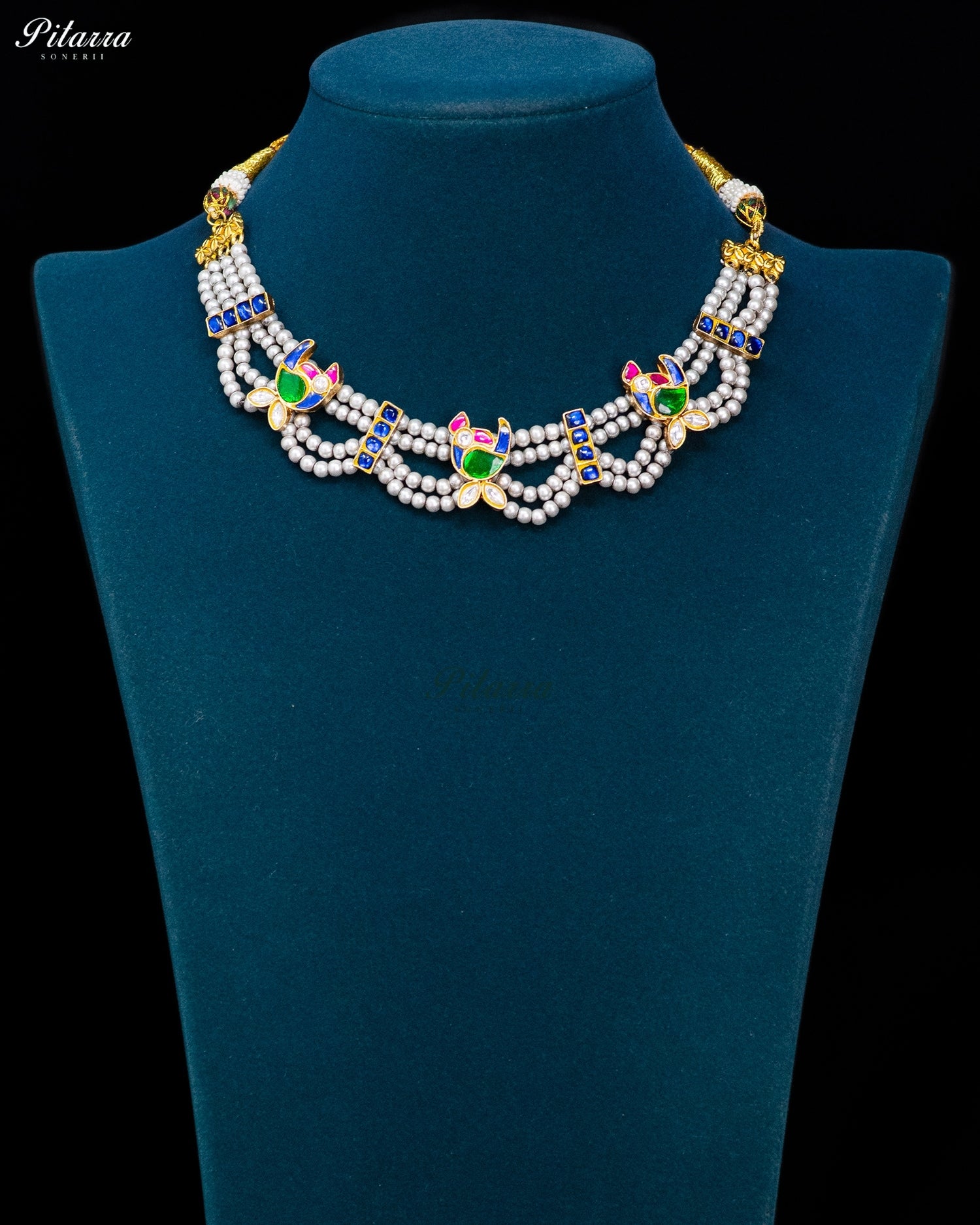 Royal Multicolor Meenakari Kundan Pearl Necklace Set