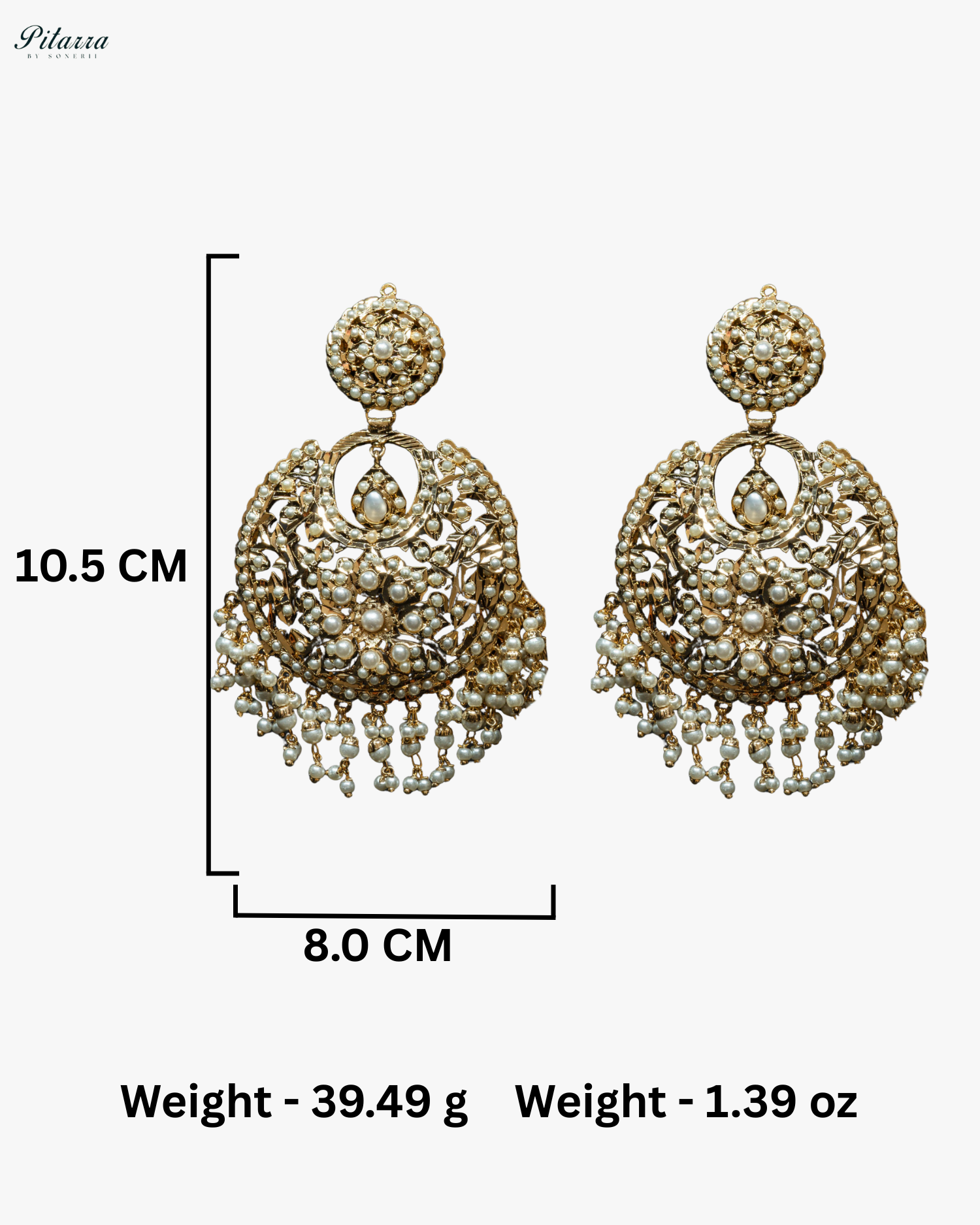 White Stone Studded Punjabi Jadau Chandbali Earrings