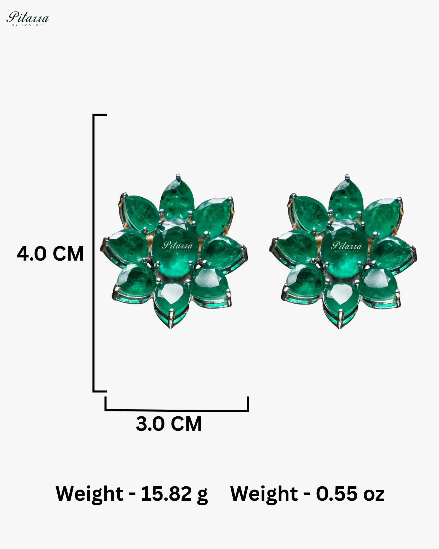 Emerald Floral Emerald Petals CZ Doublet Stud Earrings