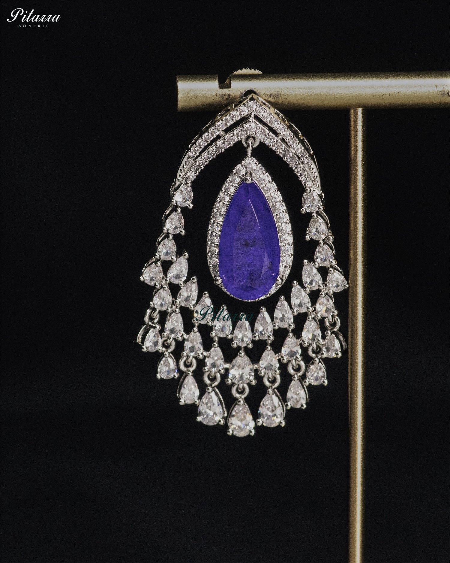 Royal Purple Crystal Chandelier Drop Earrings
