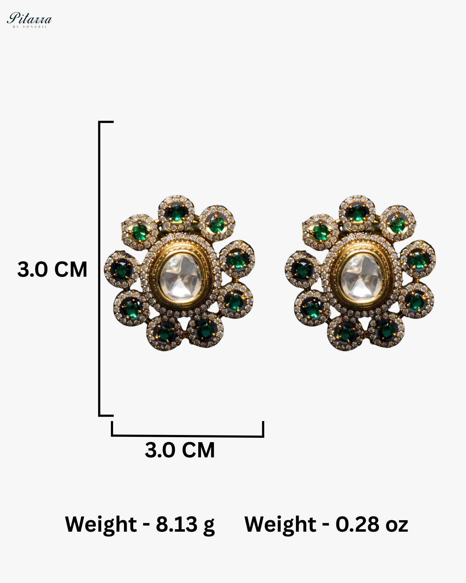 Emerald Stone Gold Finish Moissanite Kundan Choker Set
