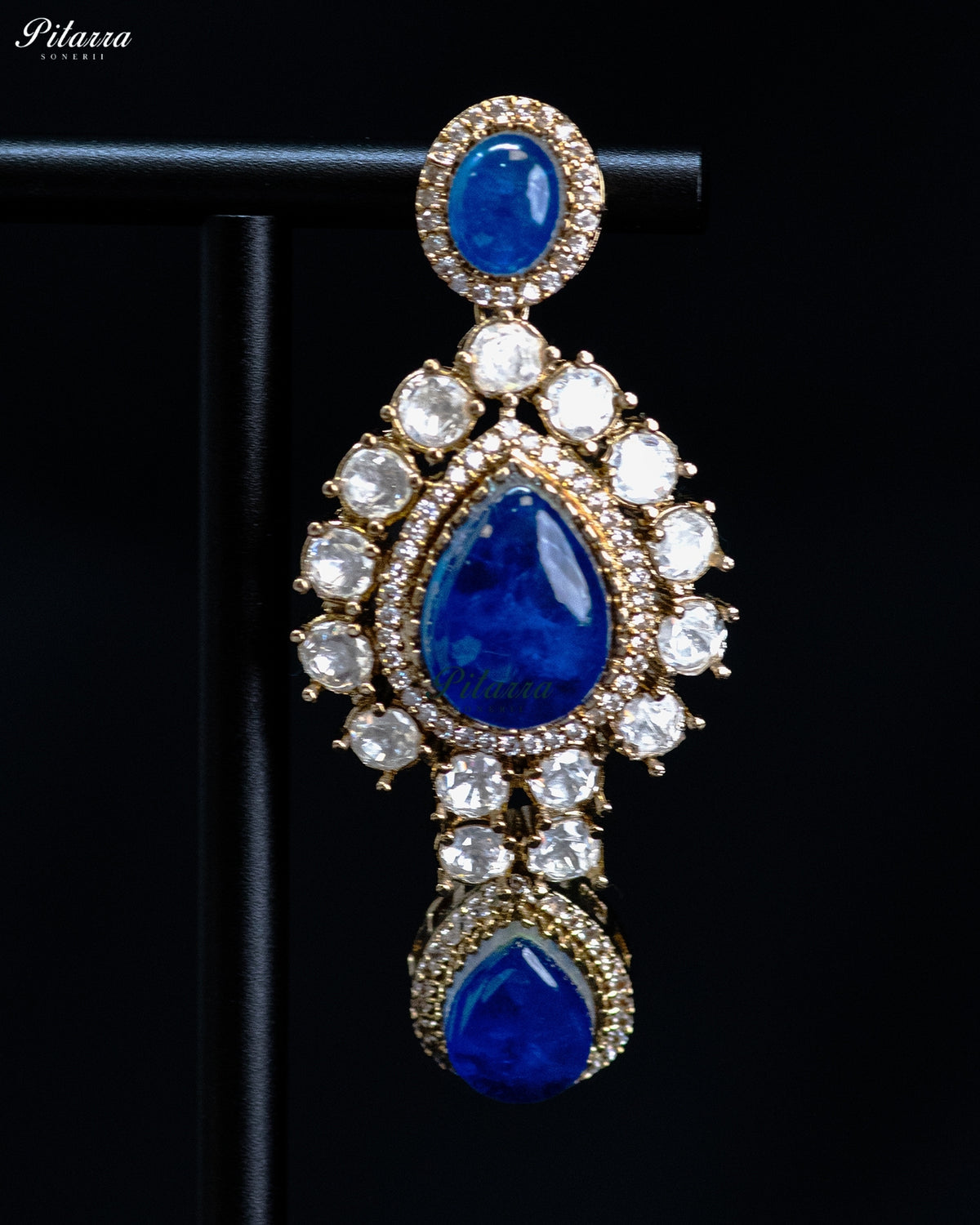 Blue Teardrop Kundan Choker Set