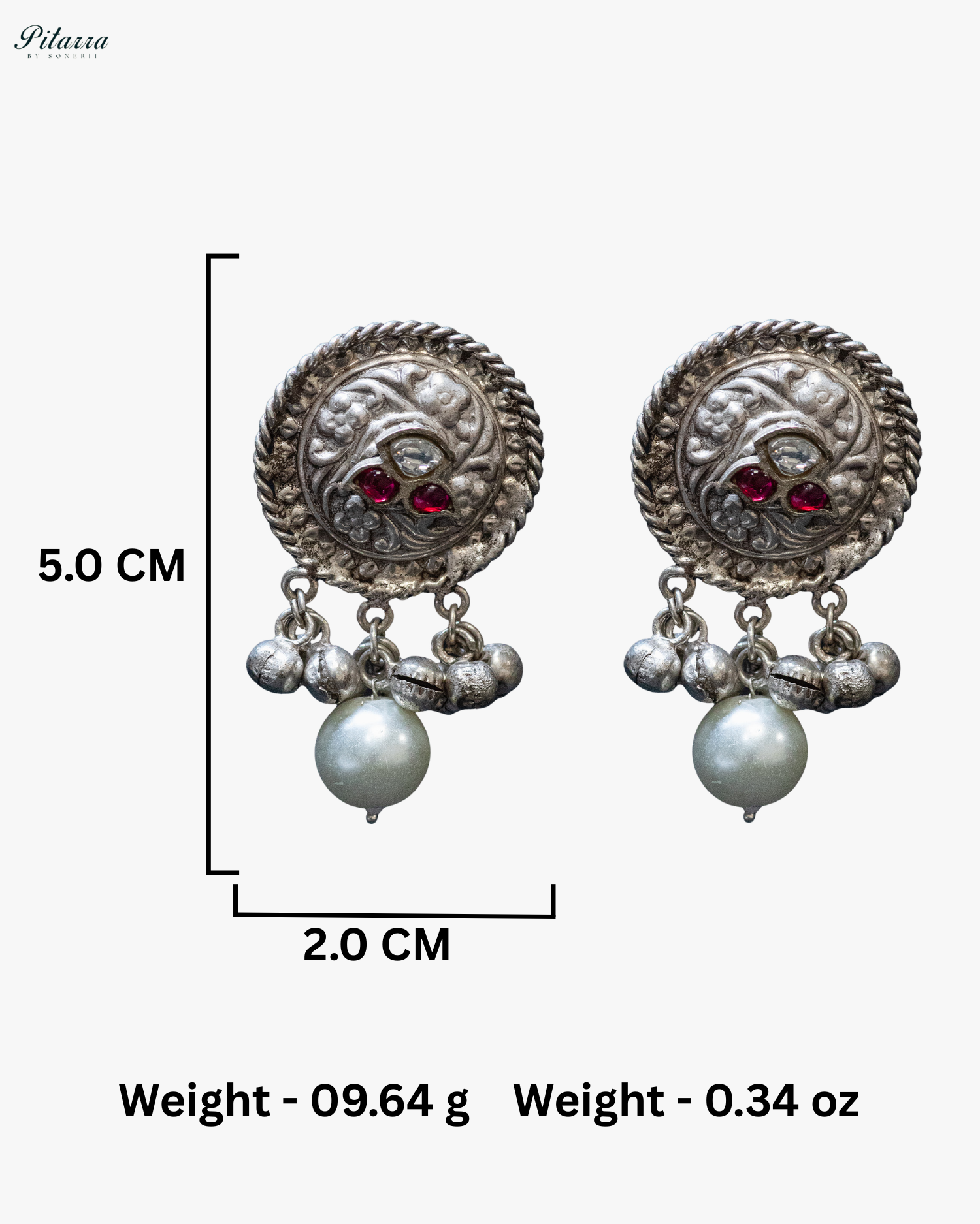 Orange Centre Stone Dual Elephant Pearl Silver Look Alike Necklace Set