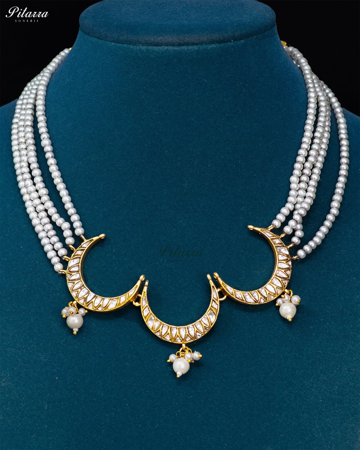Royal Crescent Kundan Pearl Necklace Set