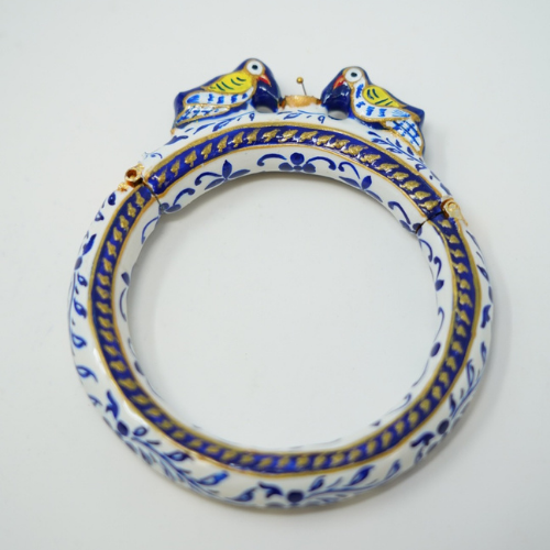 Meenakari Bird Bracelet with White and Blue Colour