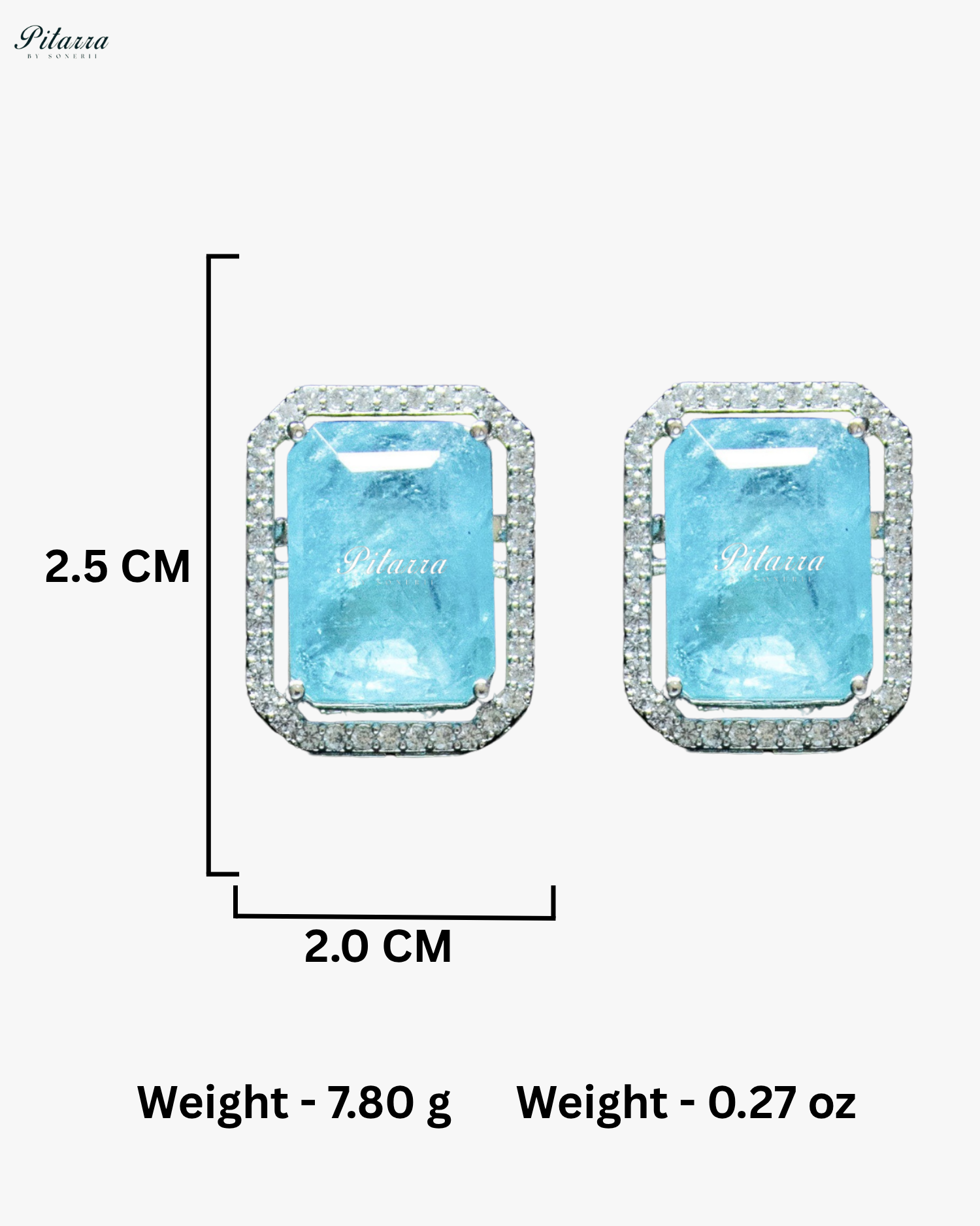 Square Aqua Blue Doublet Statement Choker Necklace Set