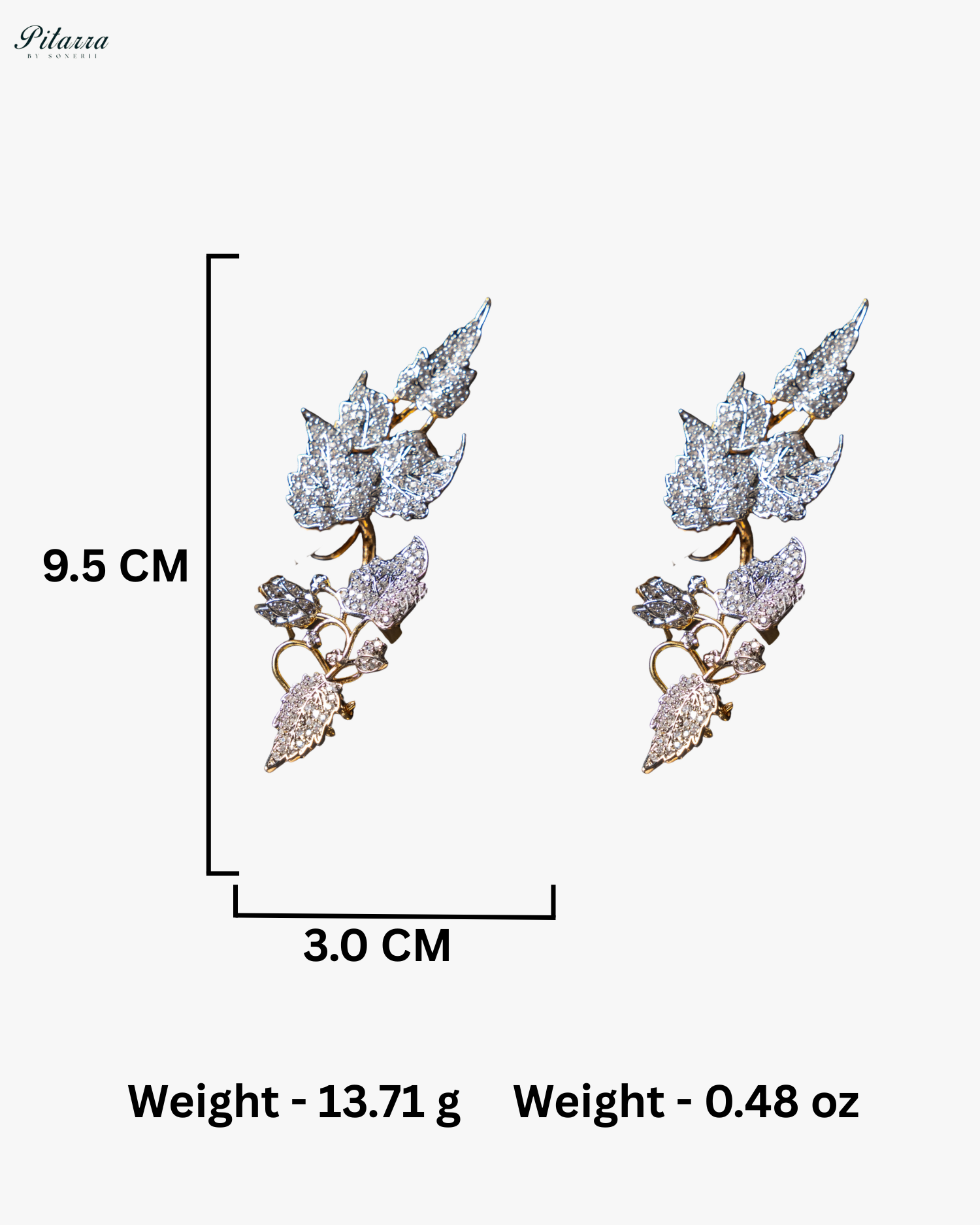Silver - Golden Unique Leaf Shaped Crystal Earrings