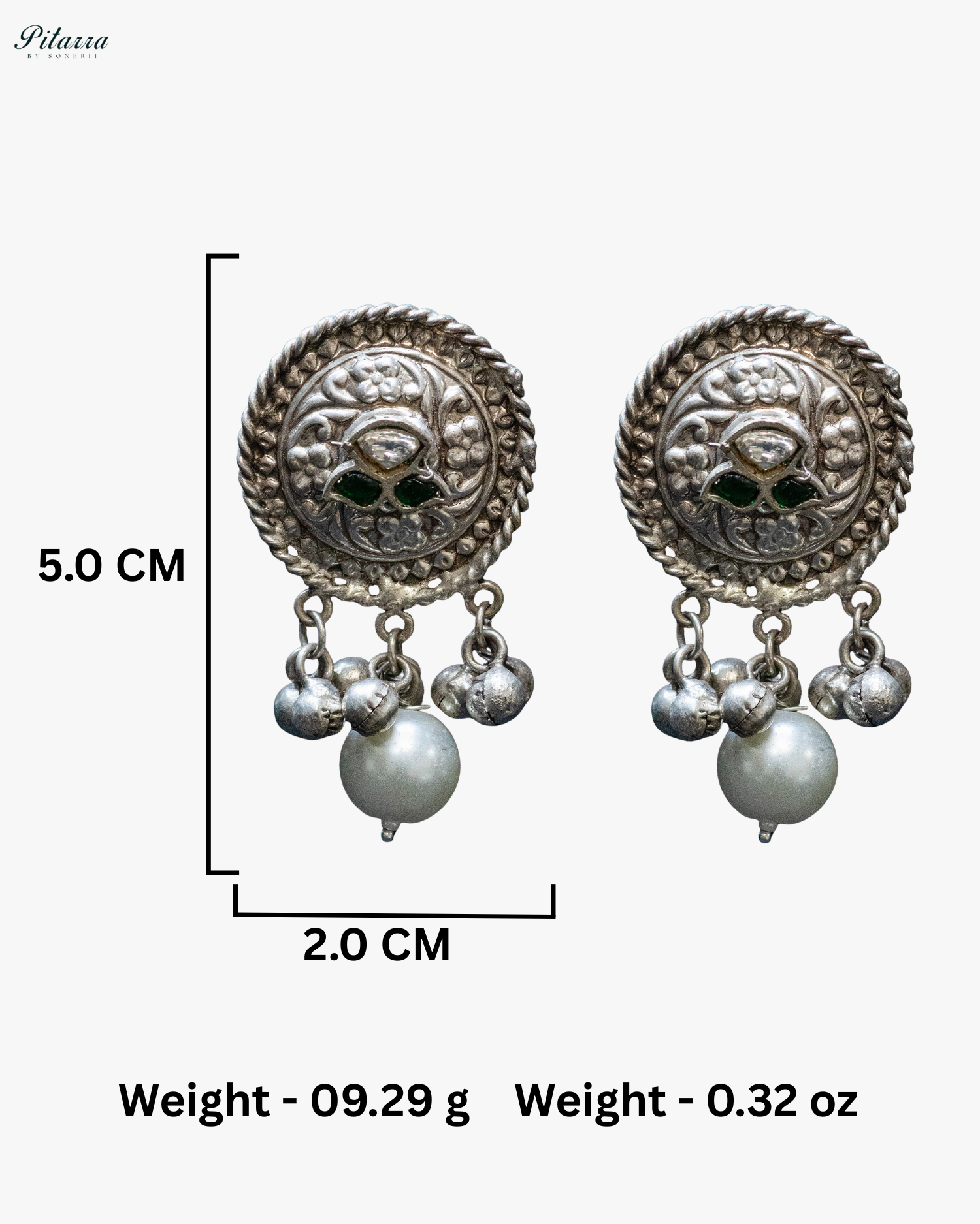 Brown Centre Stone Dual Elephant Pearl Silver Look Alike Necklace Set