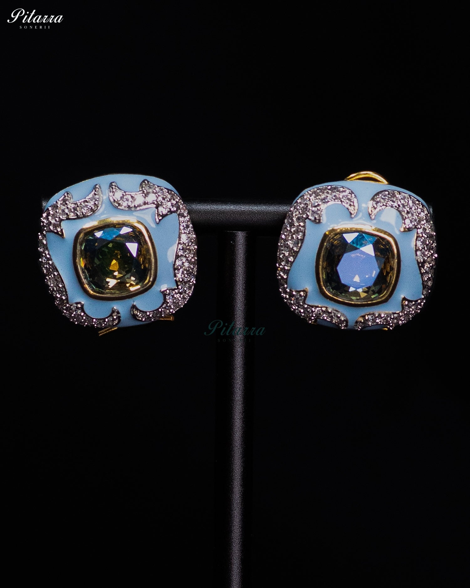 Ice Blue Sapphire Crystal Statement Earrings