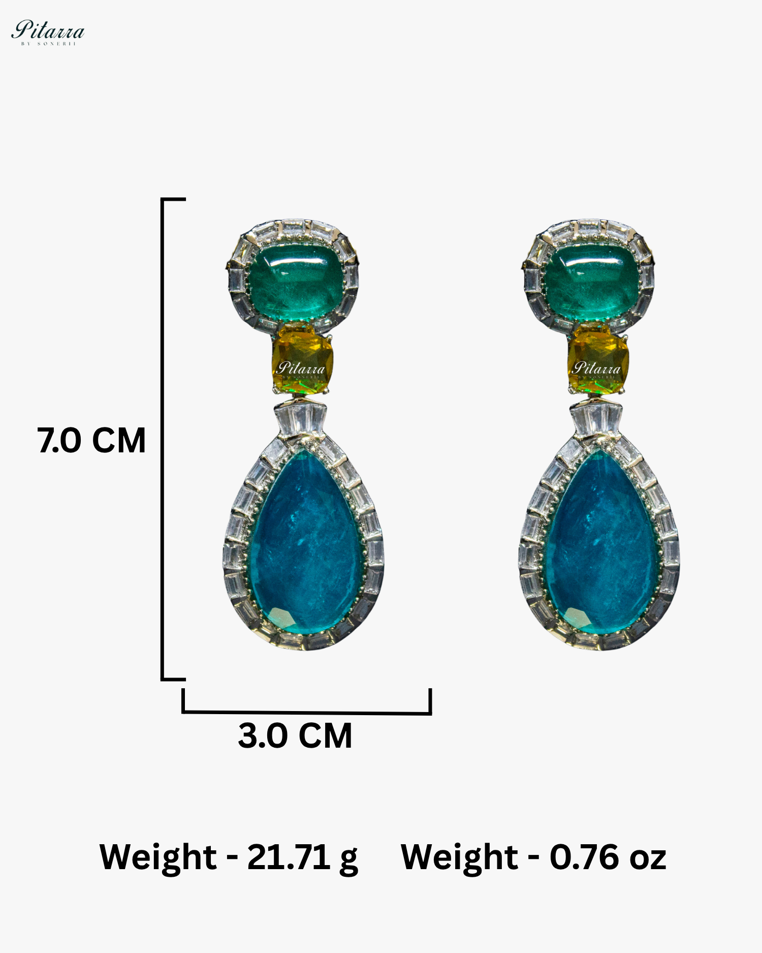 Silver Finish Aqua Blue Drop Zircon Earrings