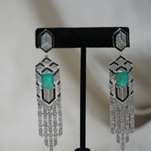 Mint Green Cz Stones Studded Earrings