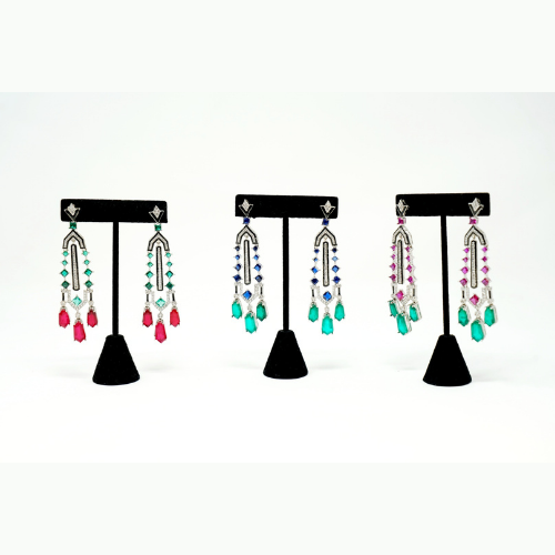 Multi-Color Dazzling Crystals Dangler Earrings