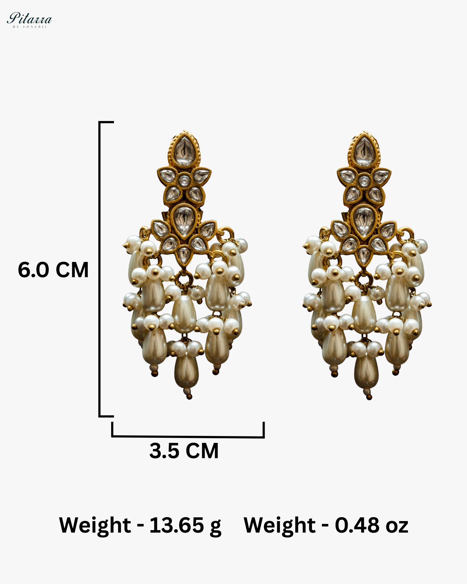 Pitarra Golden White Beads Kundan Necklace Set