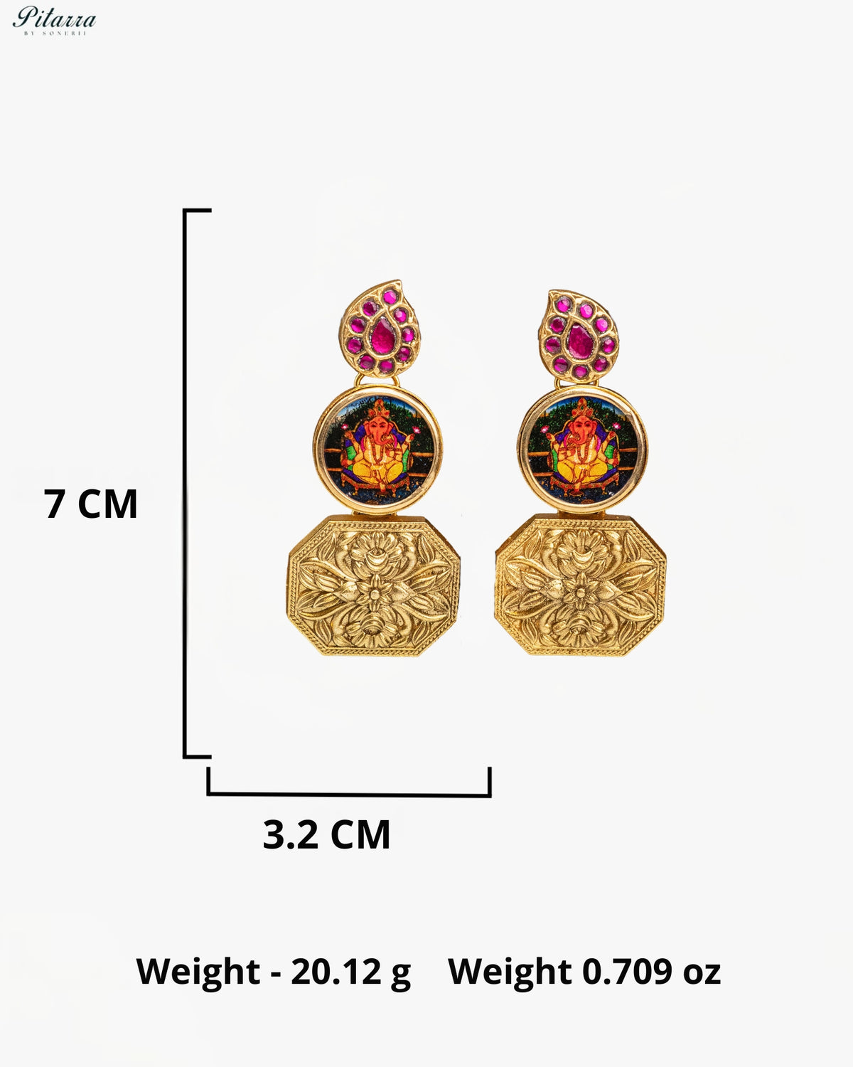 Ganesha Pink Gold Tone Kundan Earrings