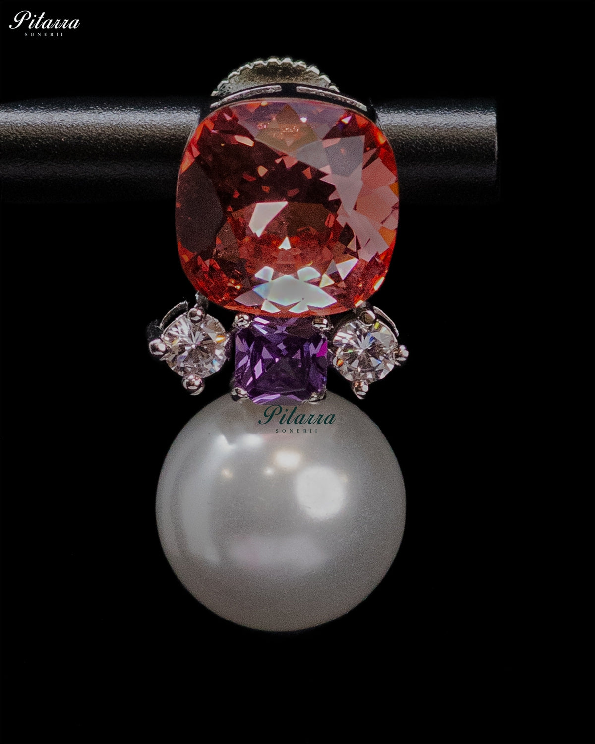 Dark Red Crystal Pearl Drop Earrings