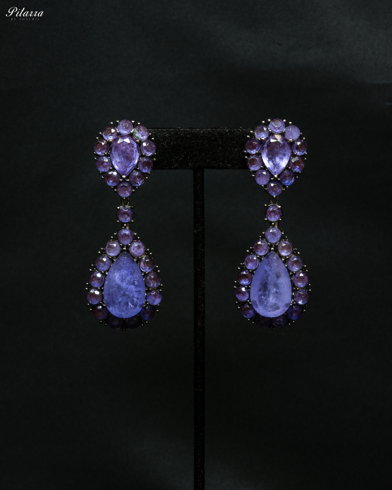 Blue Drop Doublet CZ Crystal Dangle Earrings