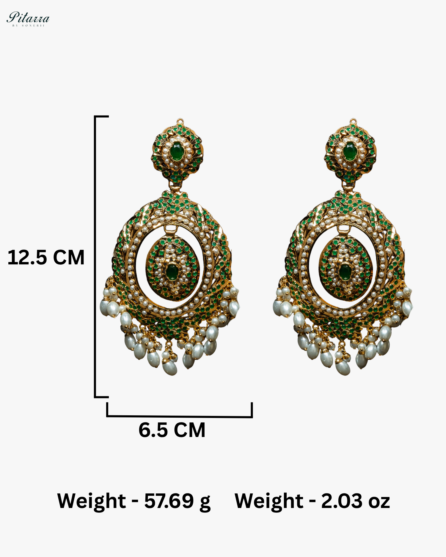 Green Heritage Drop Beads Jadau Chandbali Earrings