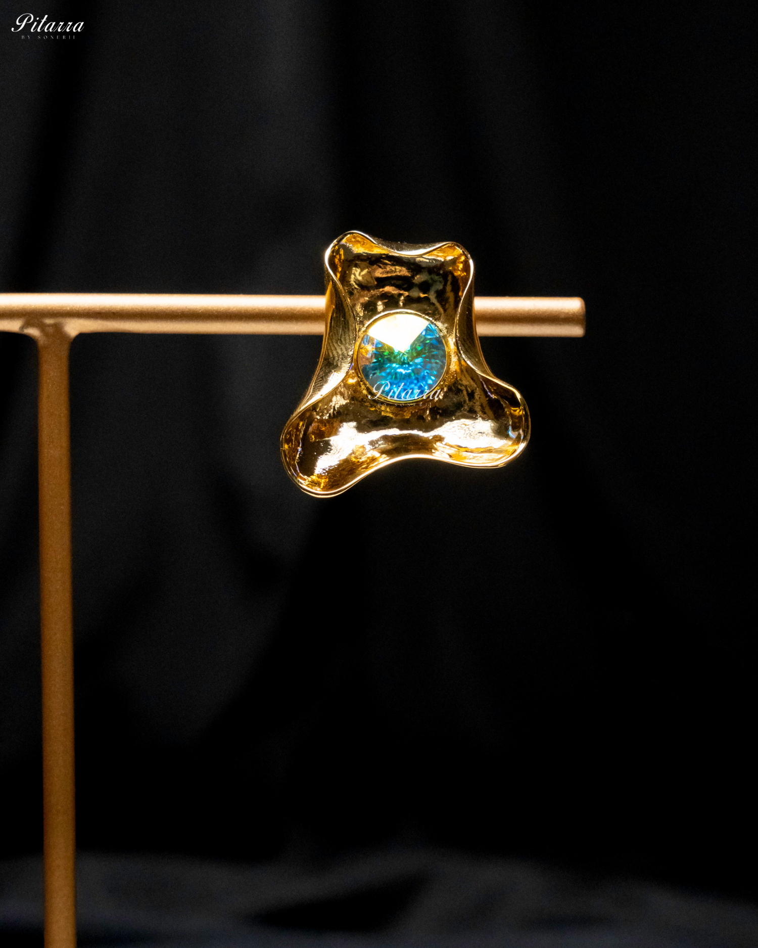 Firoza Stone Gold Plated Trendy Stud Earrings