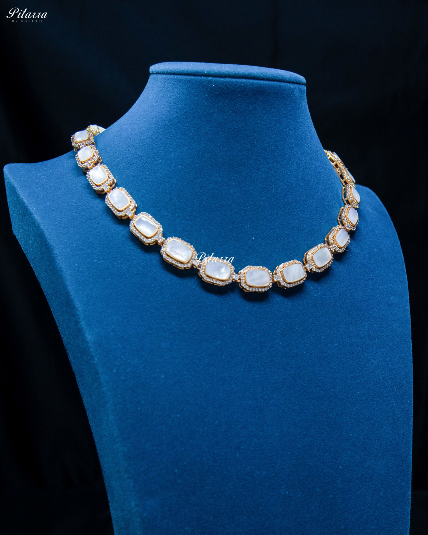 Single Line  Moissanite Polki Necklace Set