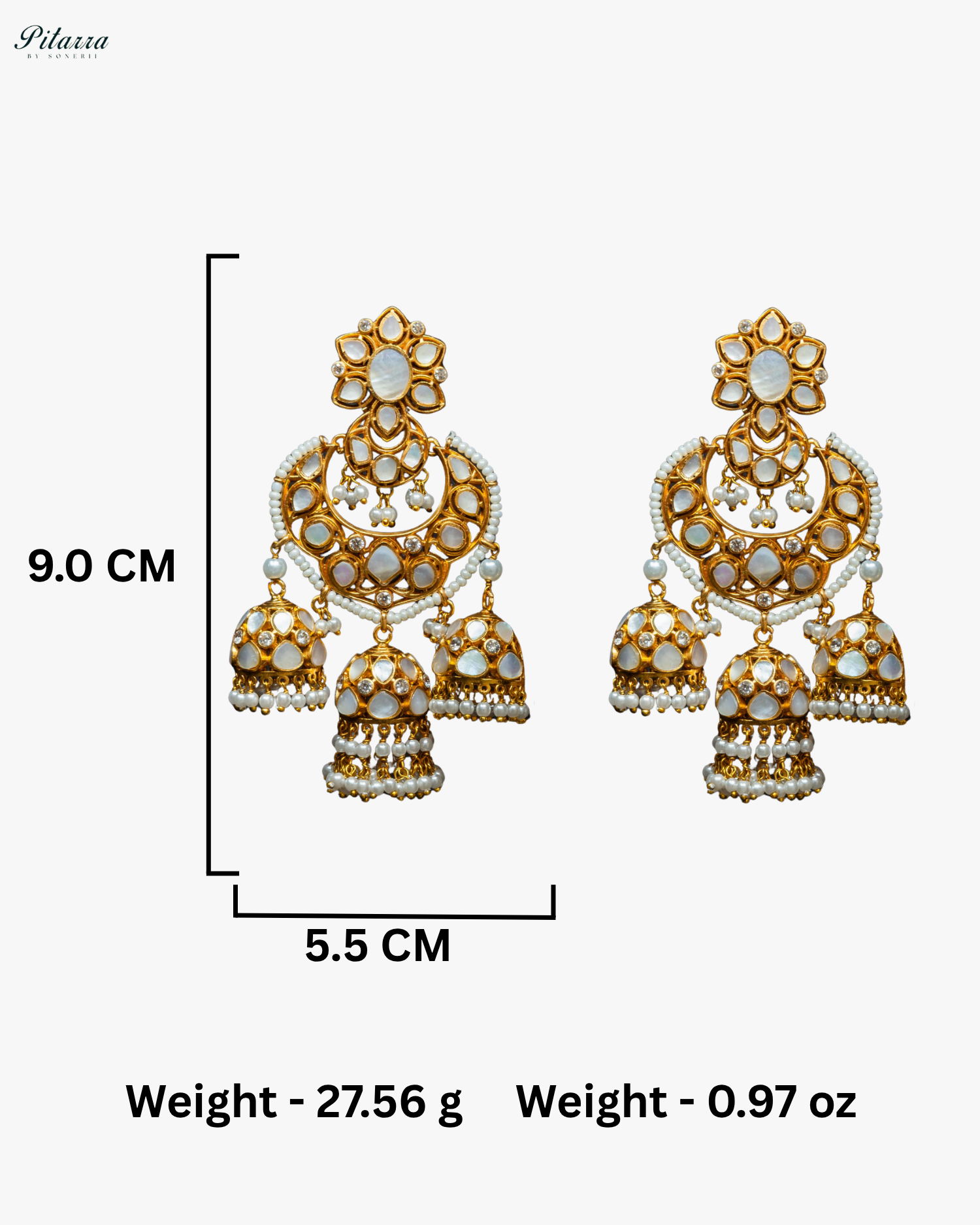 Gold Plated Drop Kundan Chaandbaali Earrings