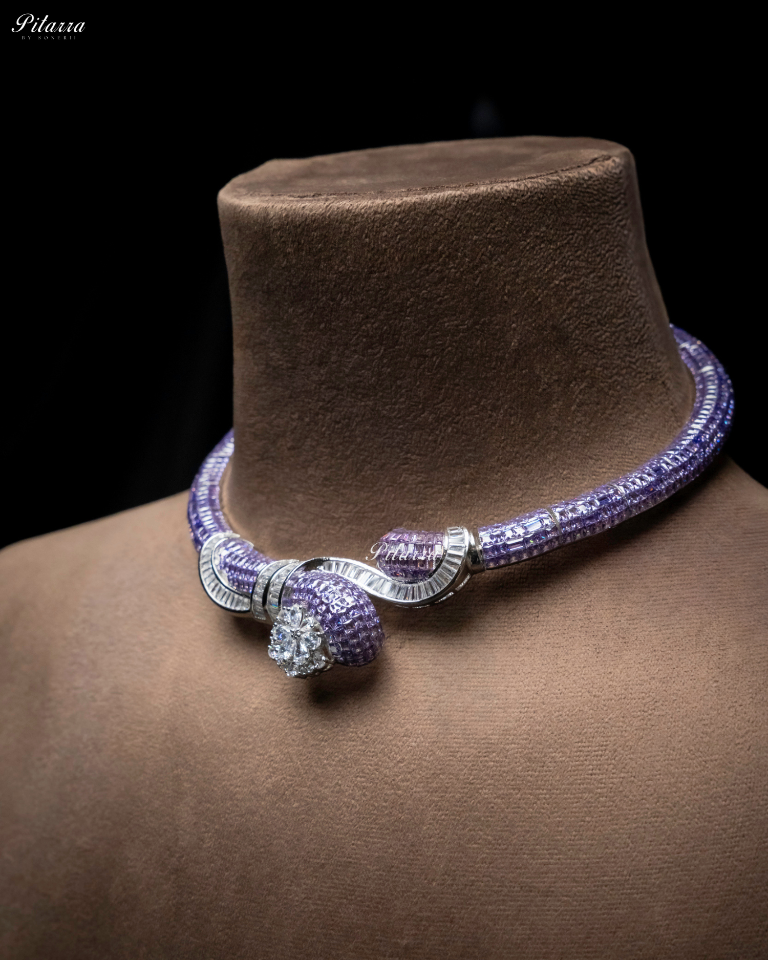 Purple Unique Style Pitarra Crystal Choker Set