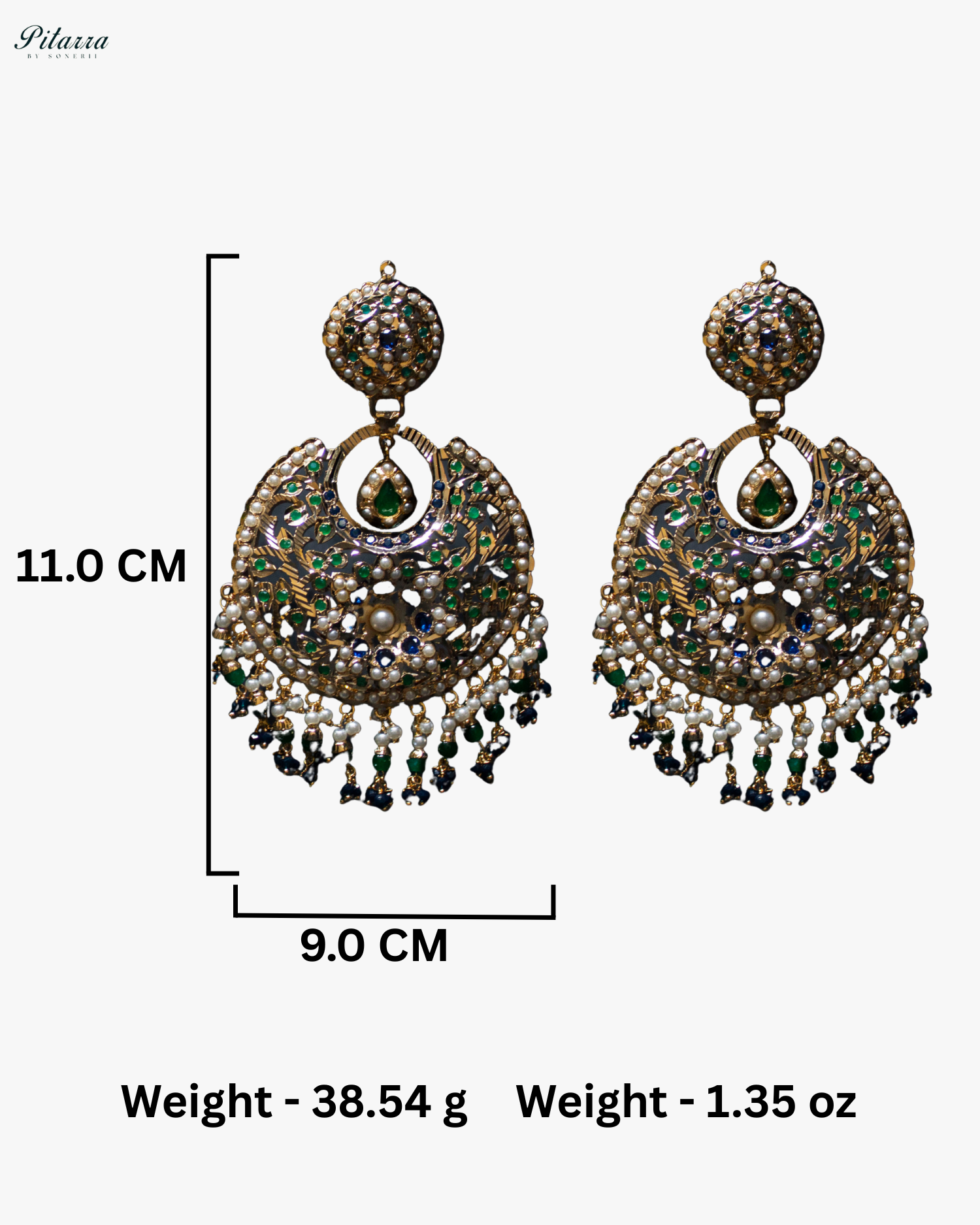 Navy Blue Stone Studded Punjabi Jadau Chandbali Earrings